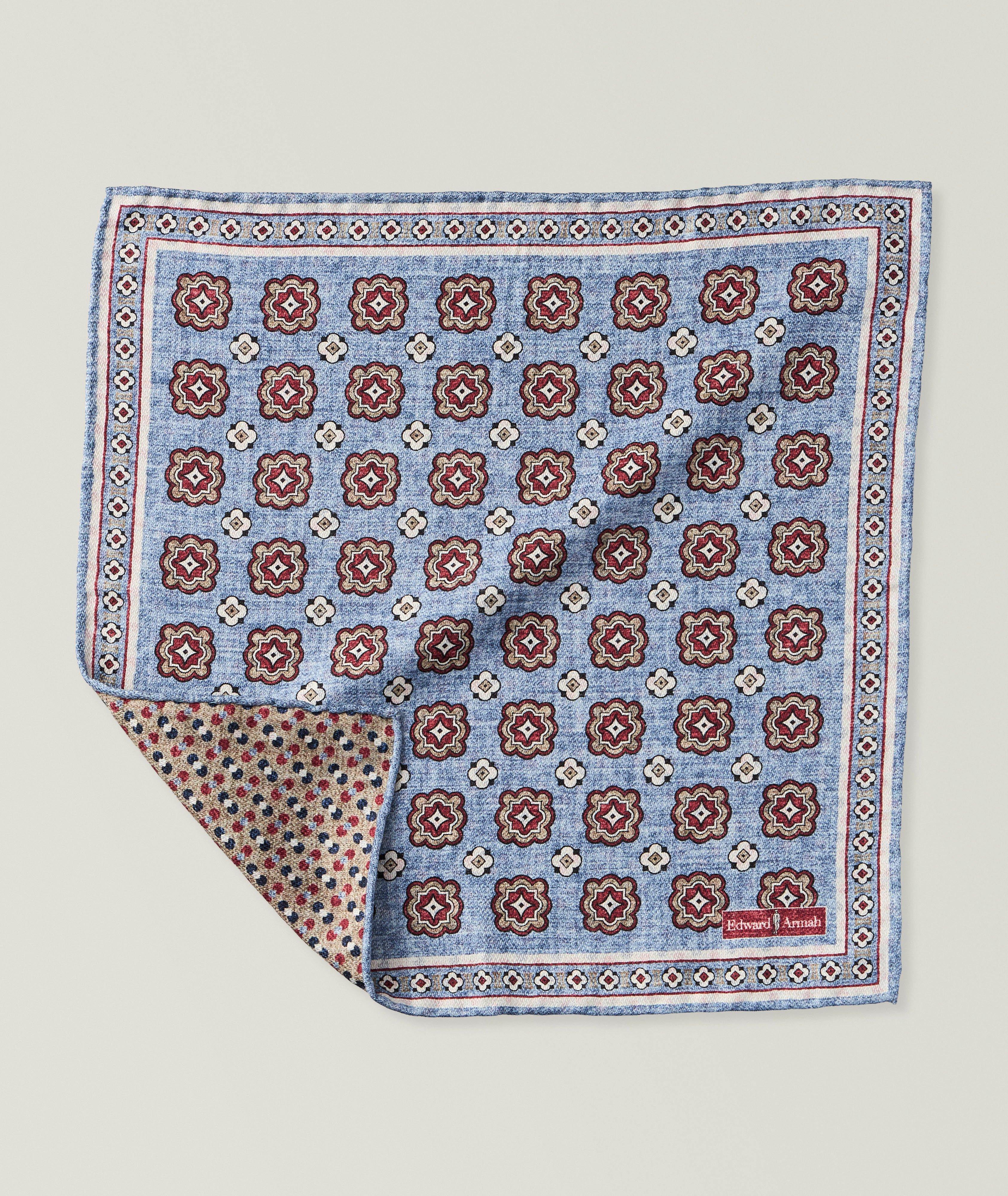 Reversible Medallion Silk Pocket Square image 0