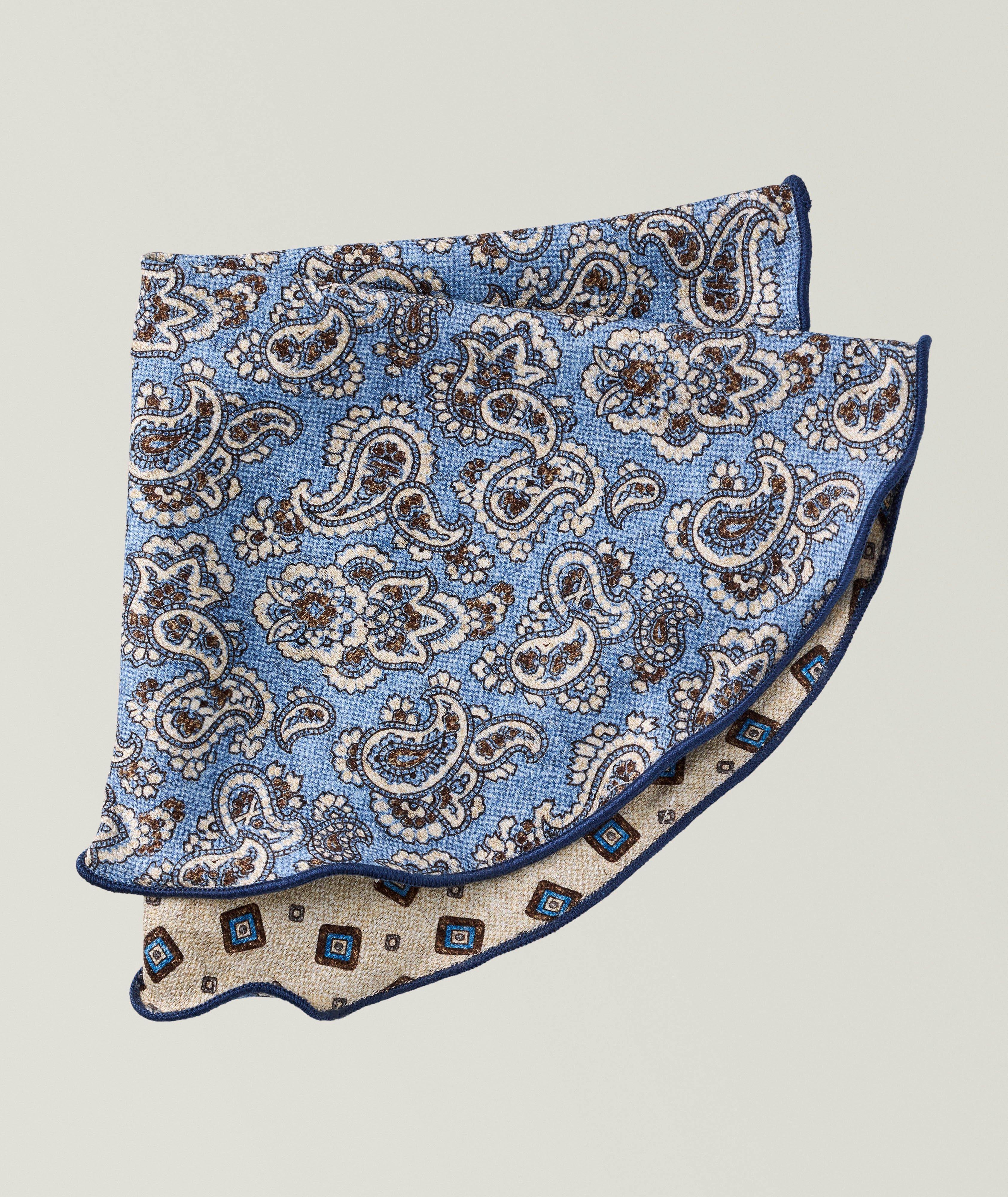 Edward Armah Reversible Geo-Paisley Silk Pocket Circle