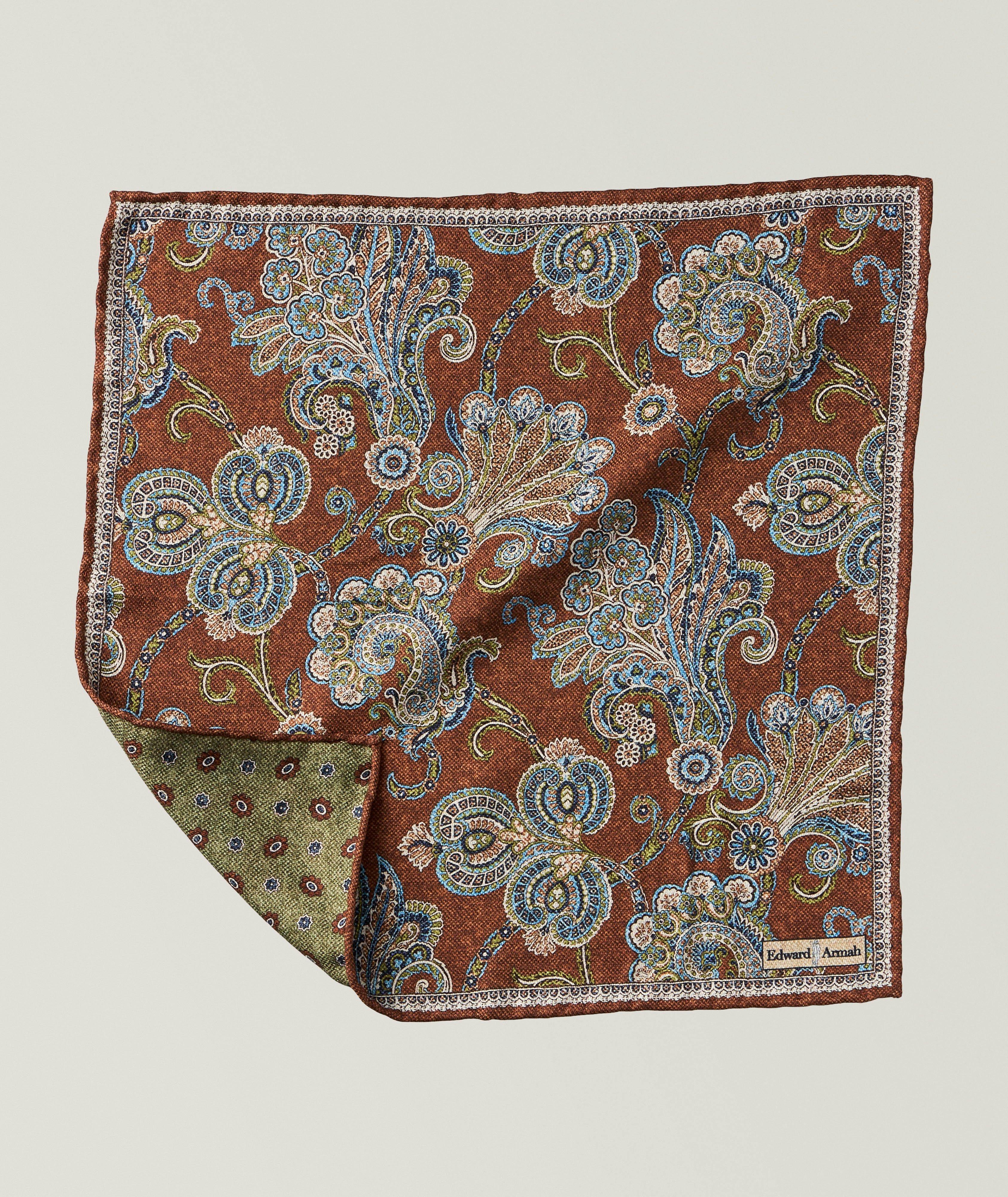 Edward Armah Reversible Paisley-Medallion Pocket Square