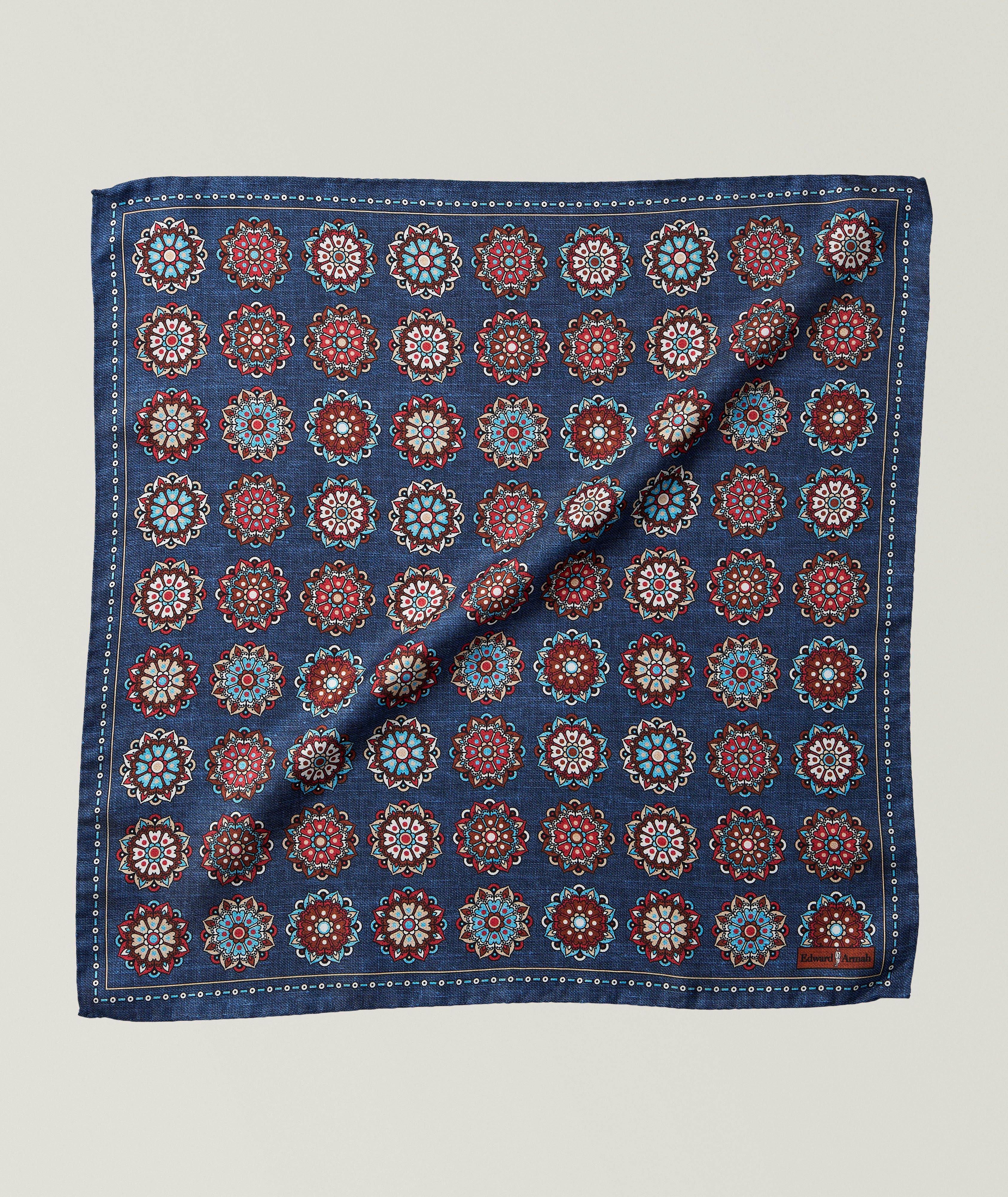 Edward Armah Medallion-Print Silk Pocket Square