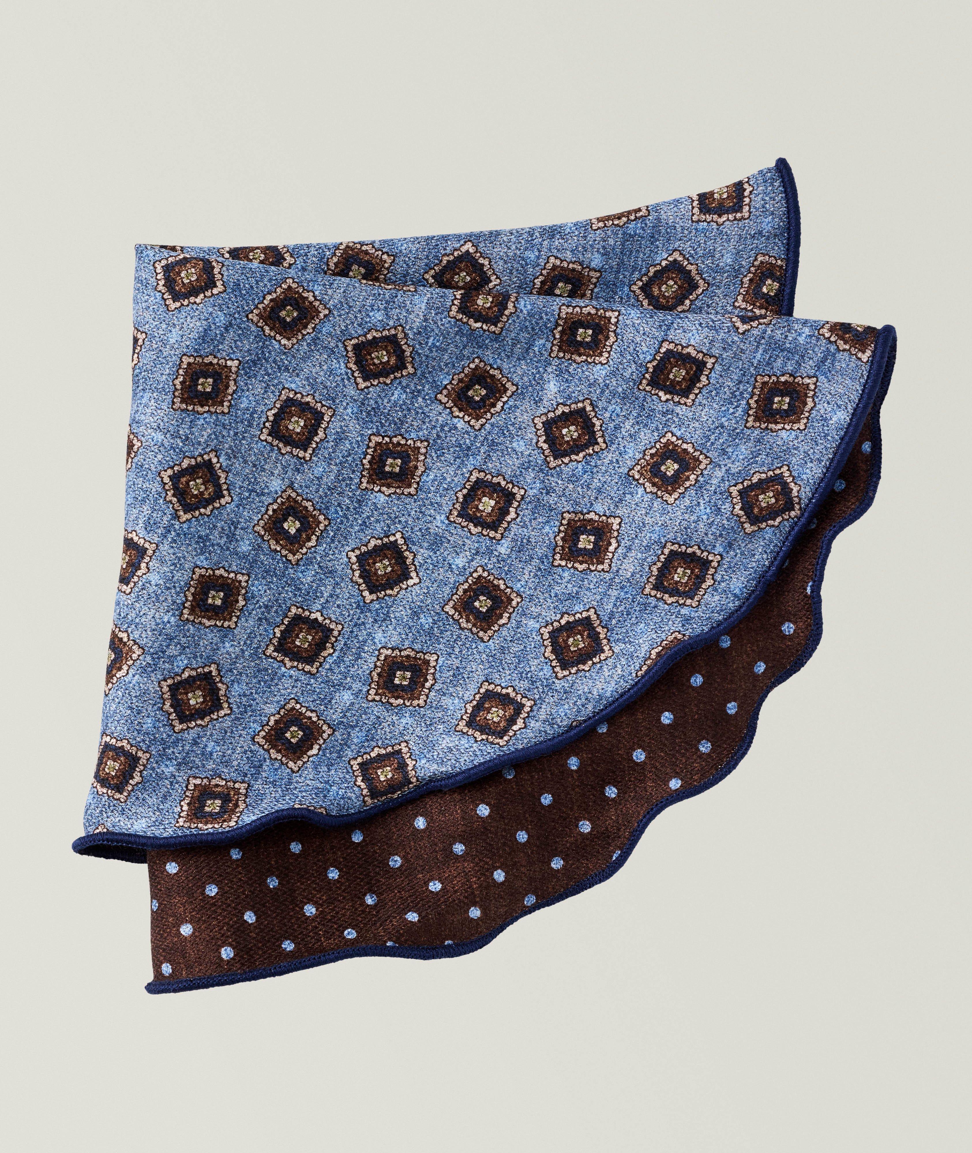 Edward Armah Reversible Medallion-Dot Silk Pocket Circle