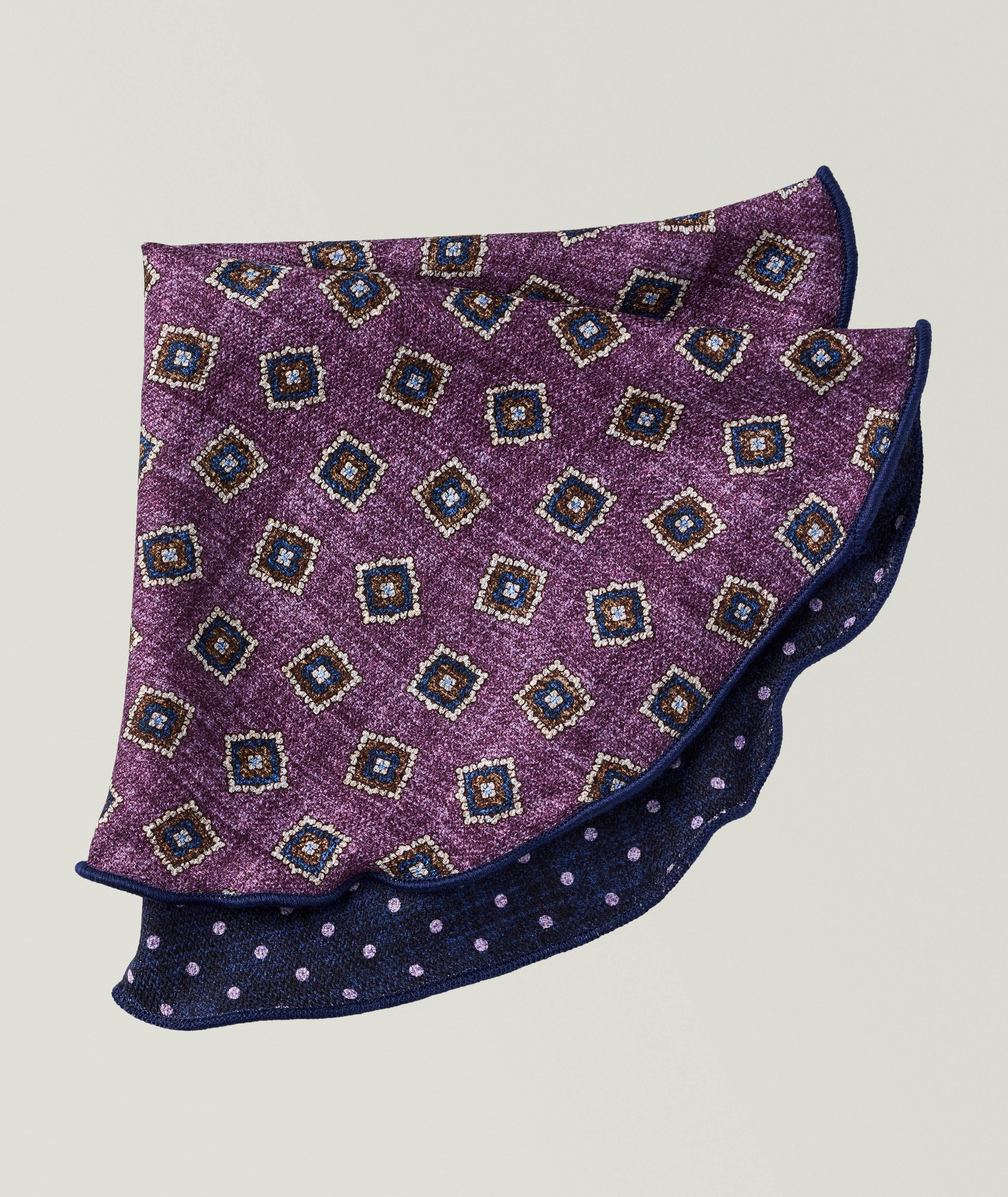 Edward Armah Reversible Medallion-Dot Silk Pocket Circle