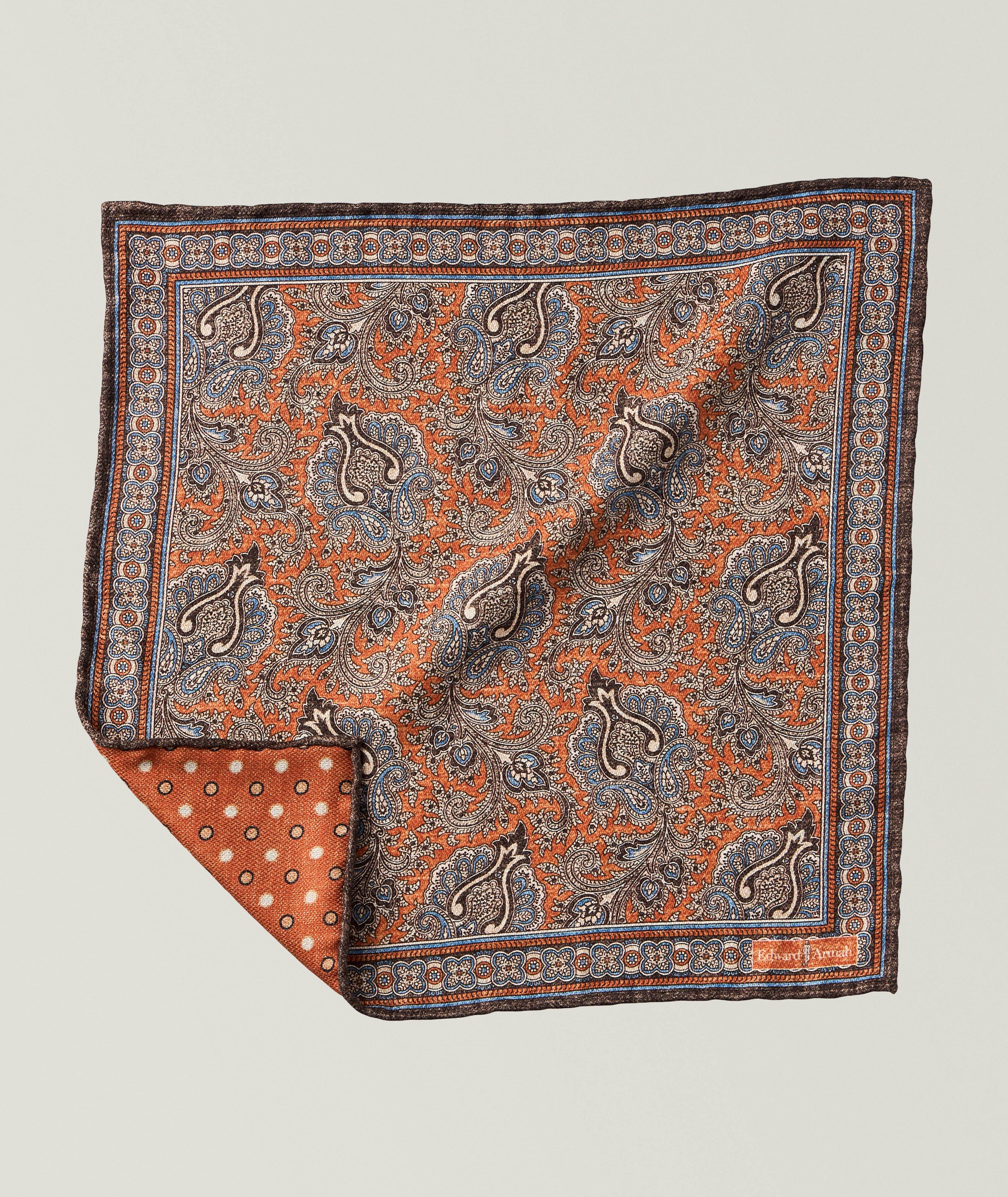 Edward Armah Reversible Paisley Silk Pocket Square