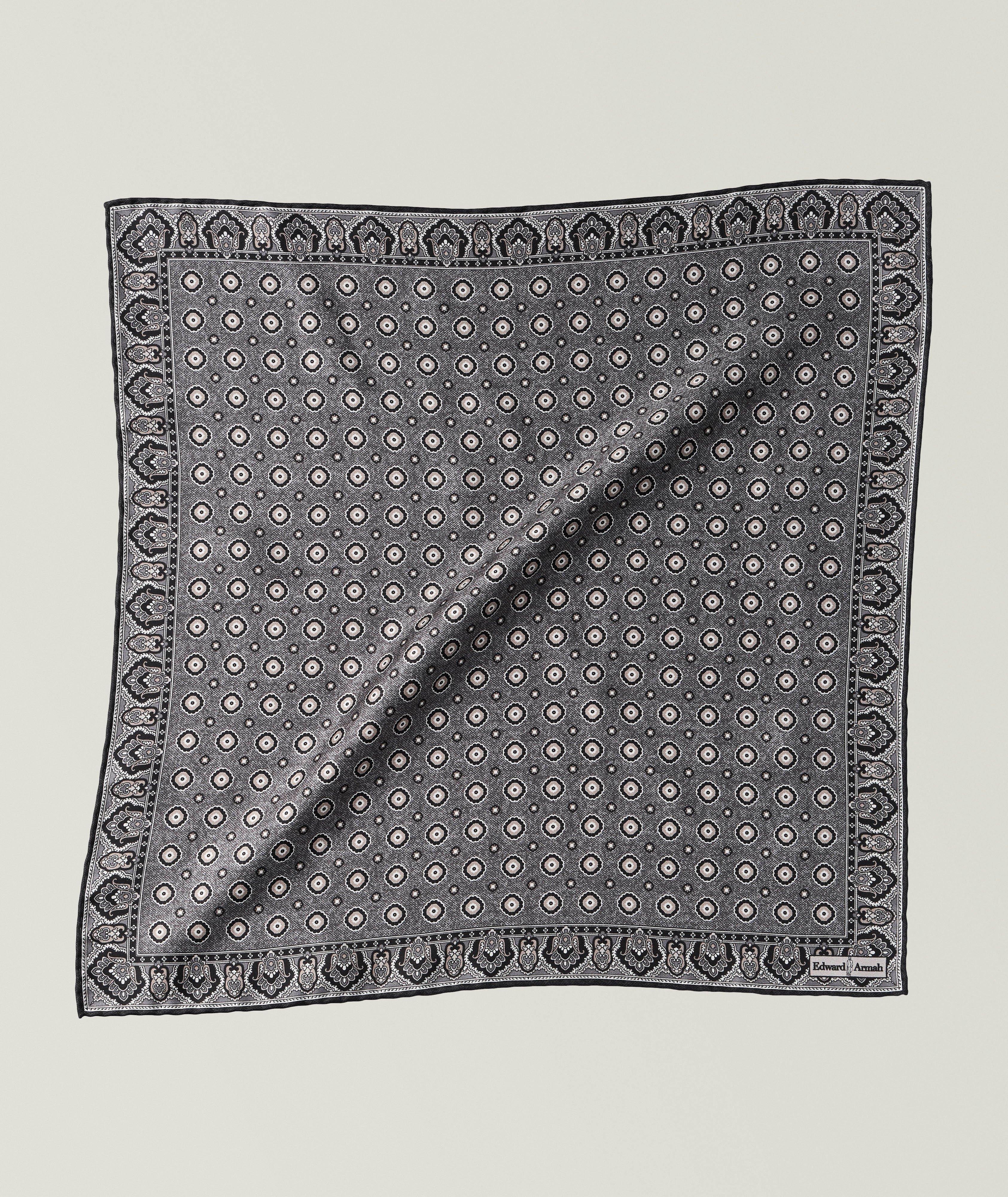 Small Medallion-Print Pocket Square image 0