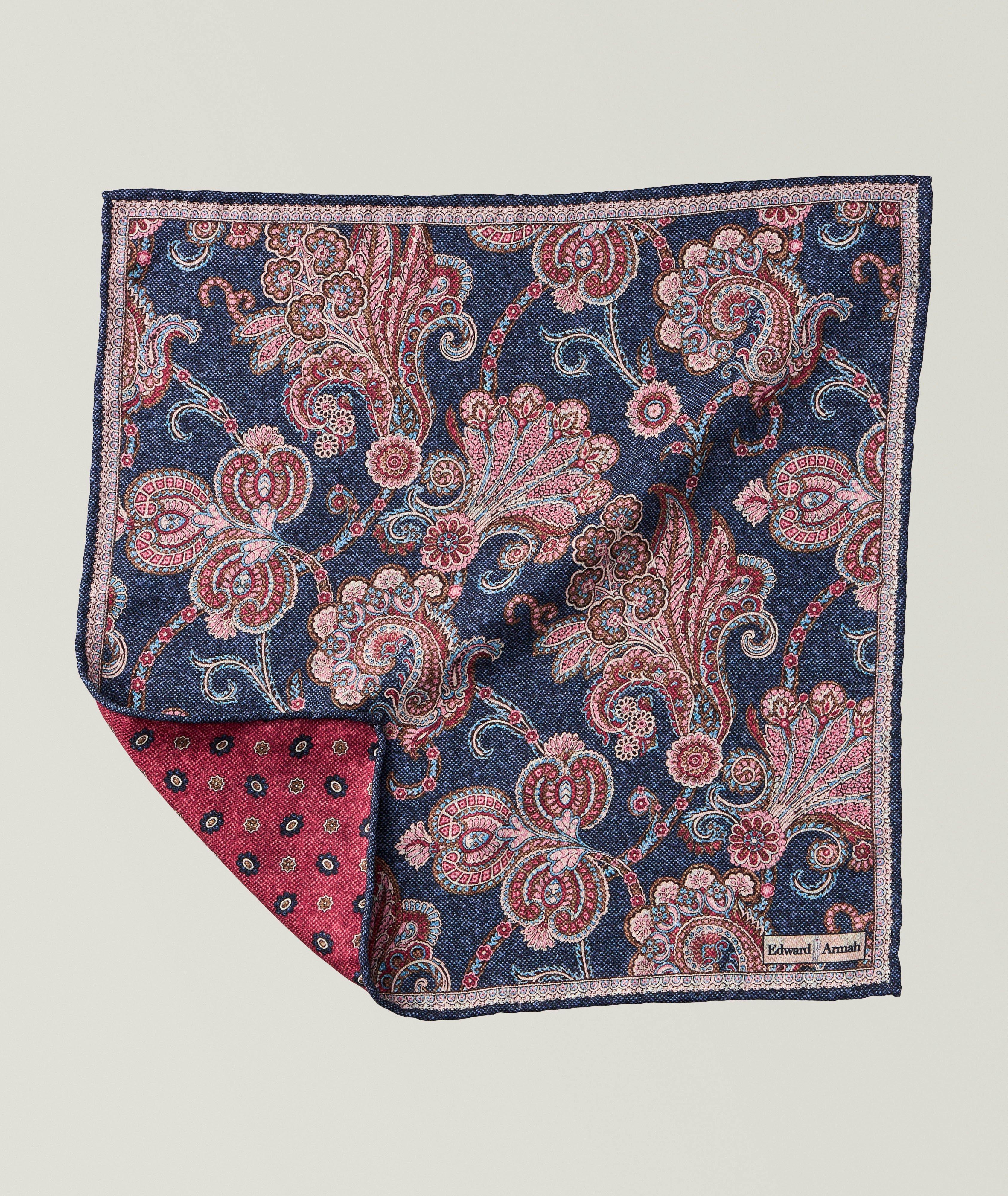 Edward Armah Reversible Paisley-Medallion Pocket Square