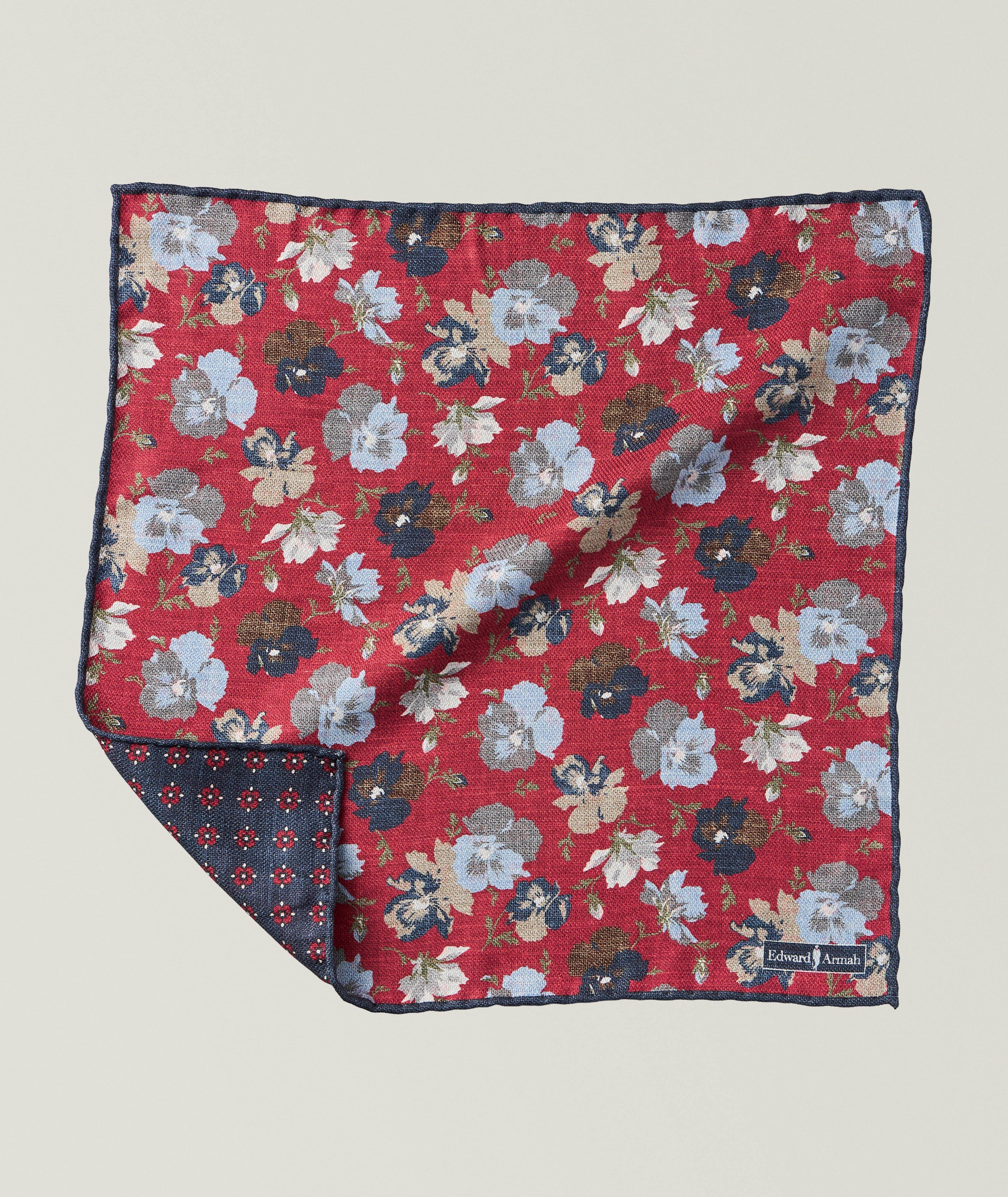 Edward Armah Reversible Floral Silk Pocket Square