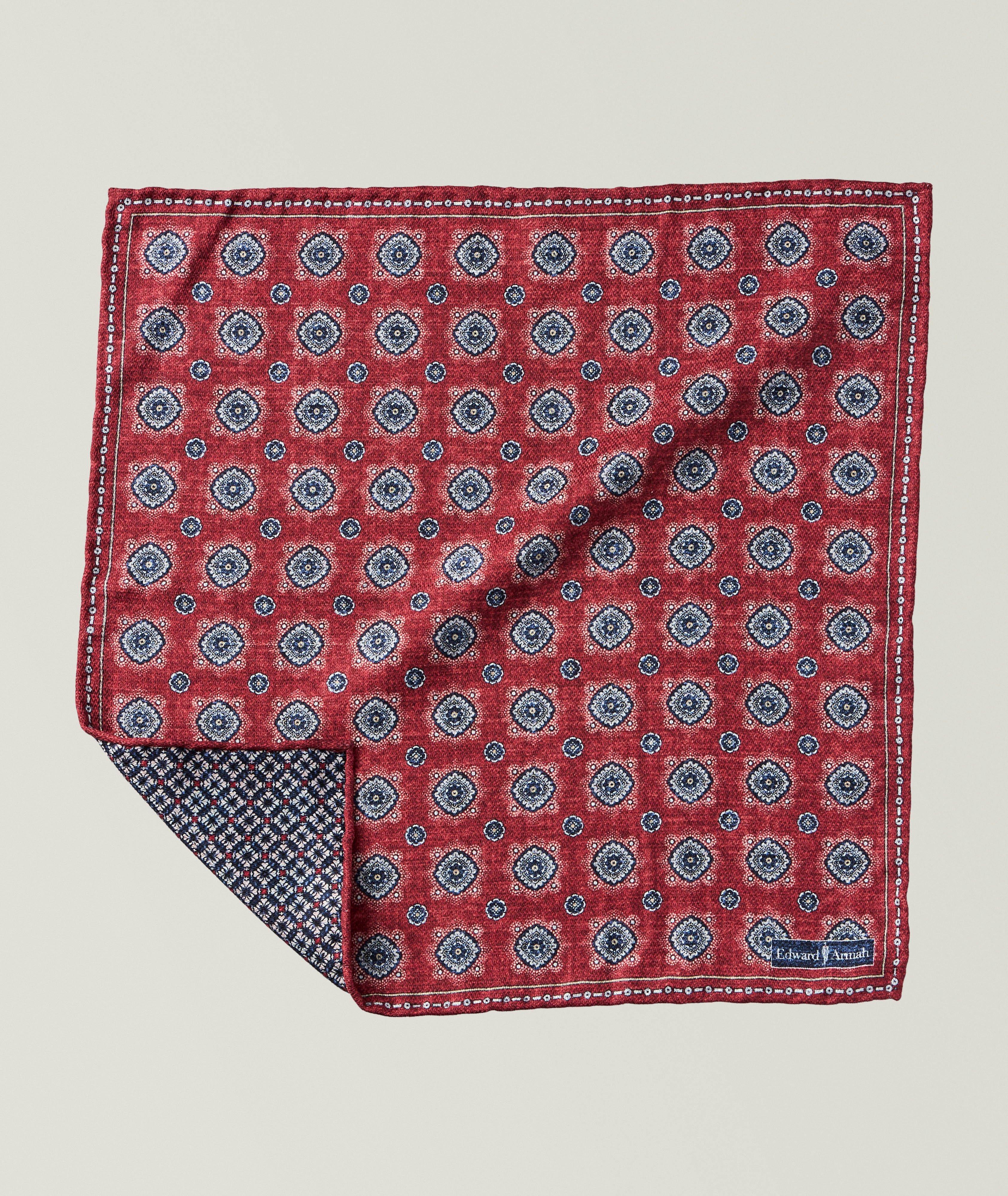 Reversible Medallion Silk Pocket Square image 0