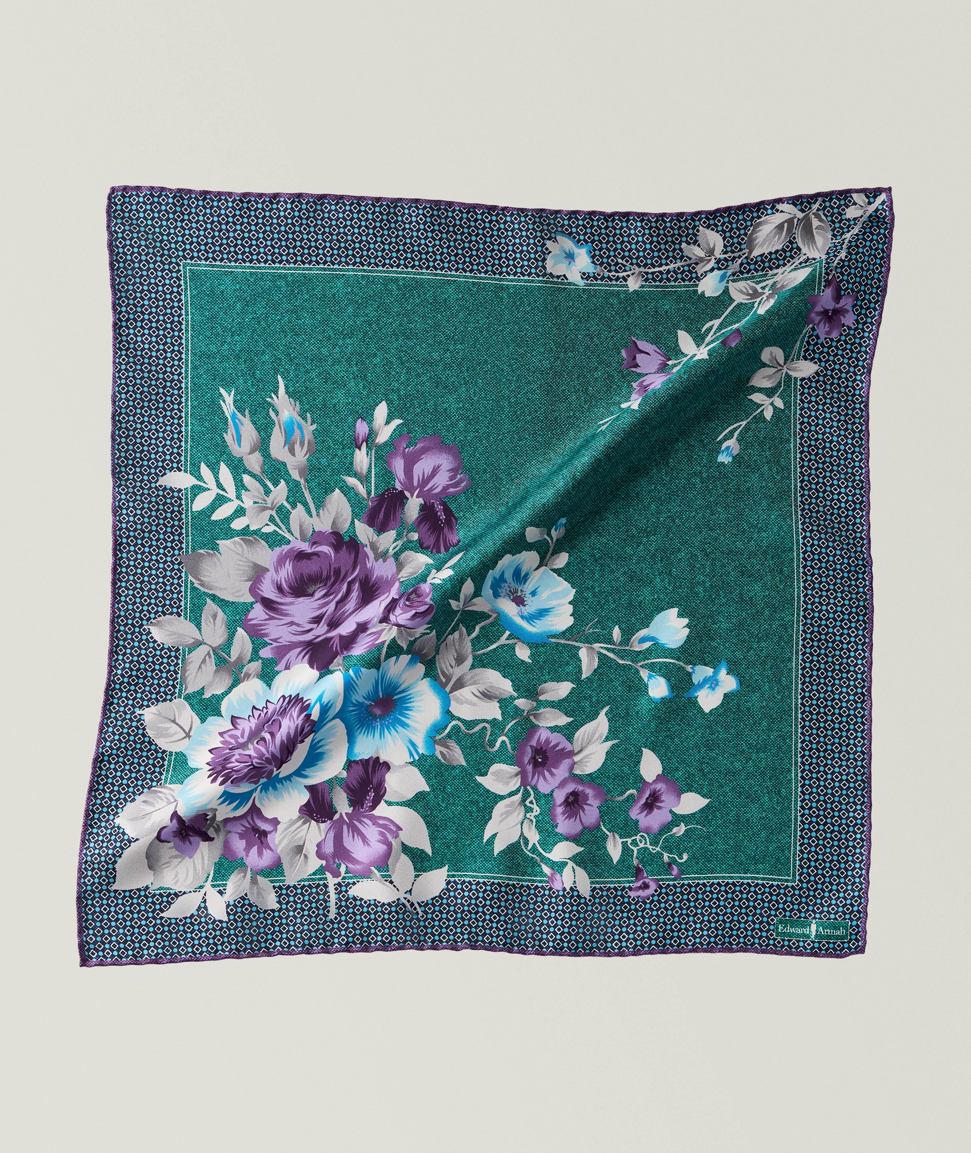 Floral-Print Silk Pocket Square image 0