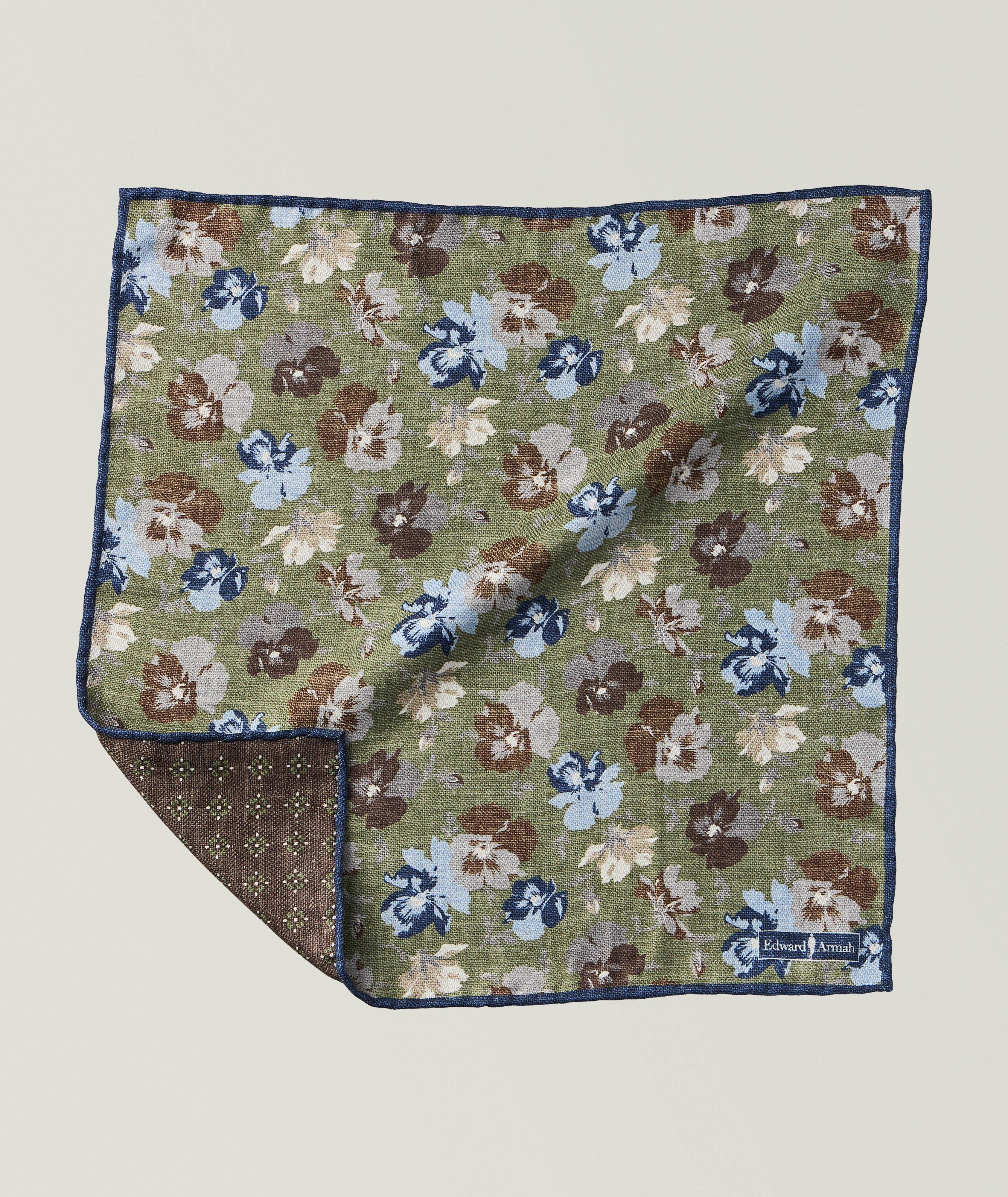 Reversible Floral Silk Pocket Square image 0
