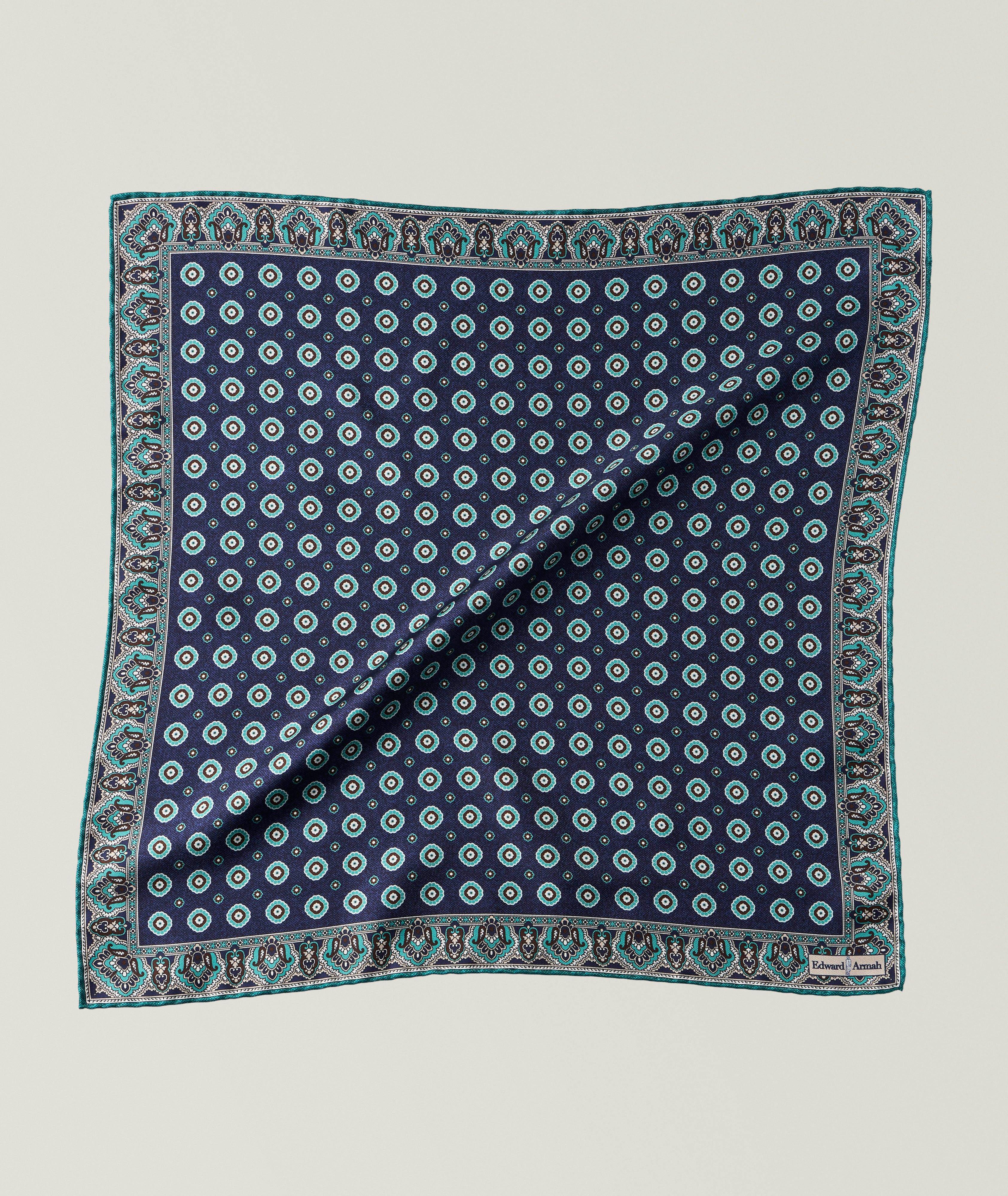 Edward Armah Small Medallion-Print Pocket Square