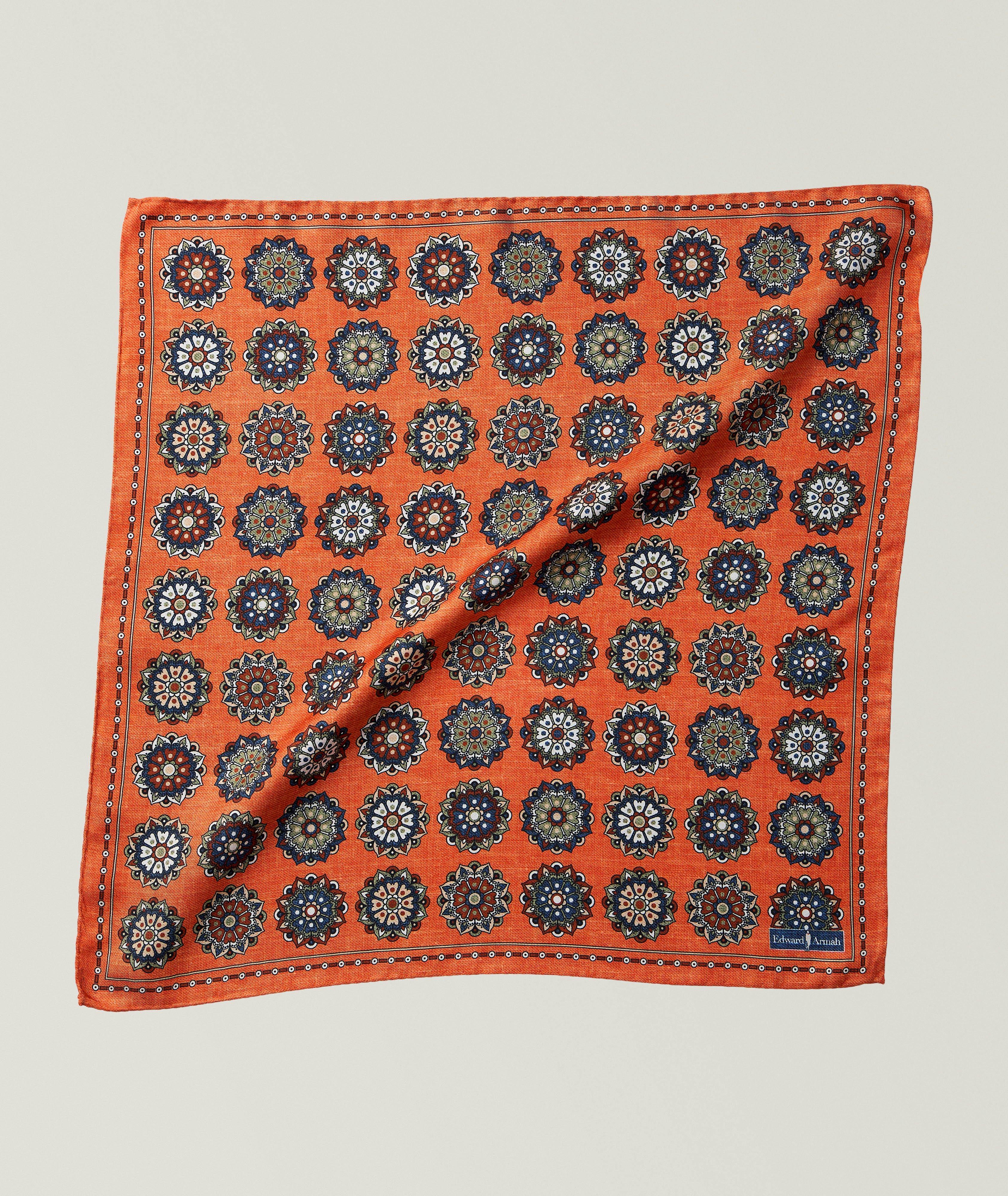 Edward Armah Medallion-Print Silk Pocket Square