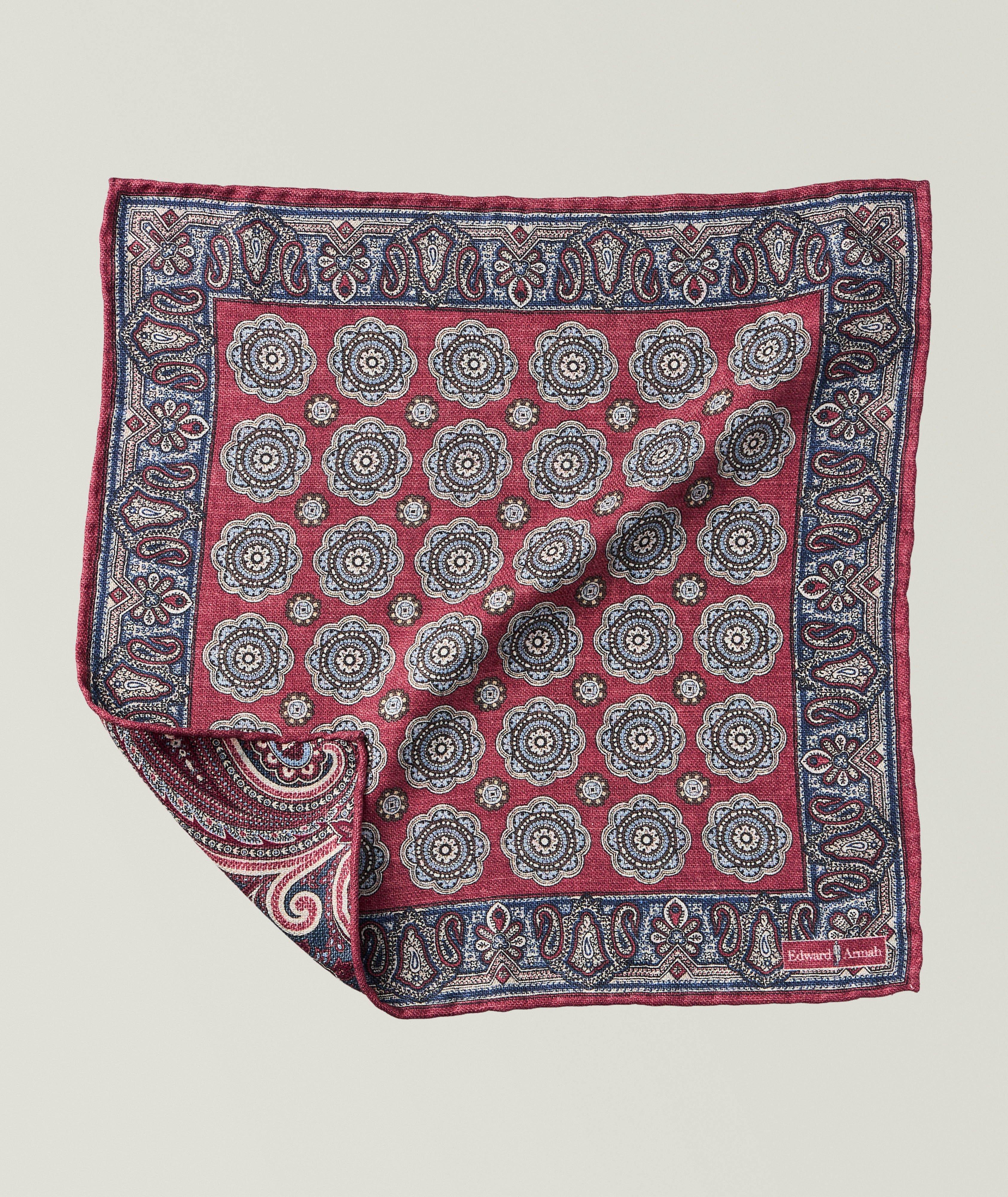 Reversible Medallion-Paisley Pocket Square image 0
