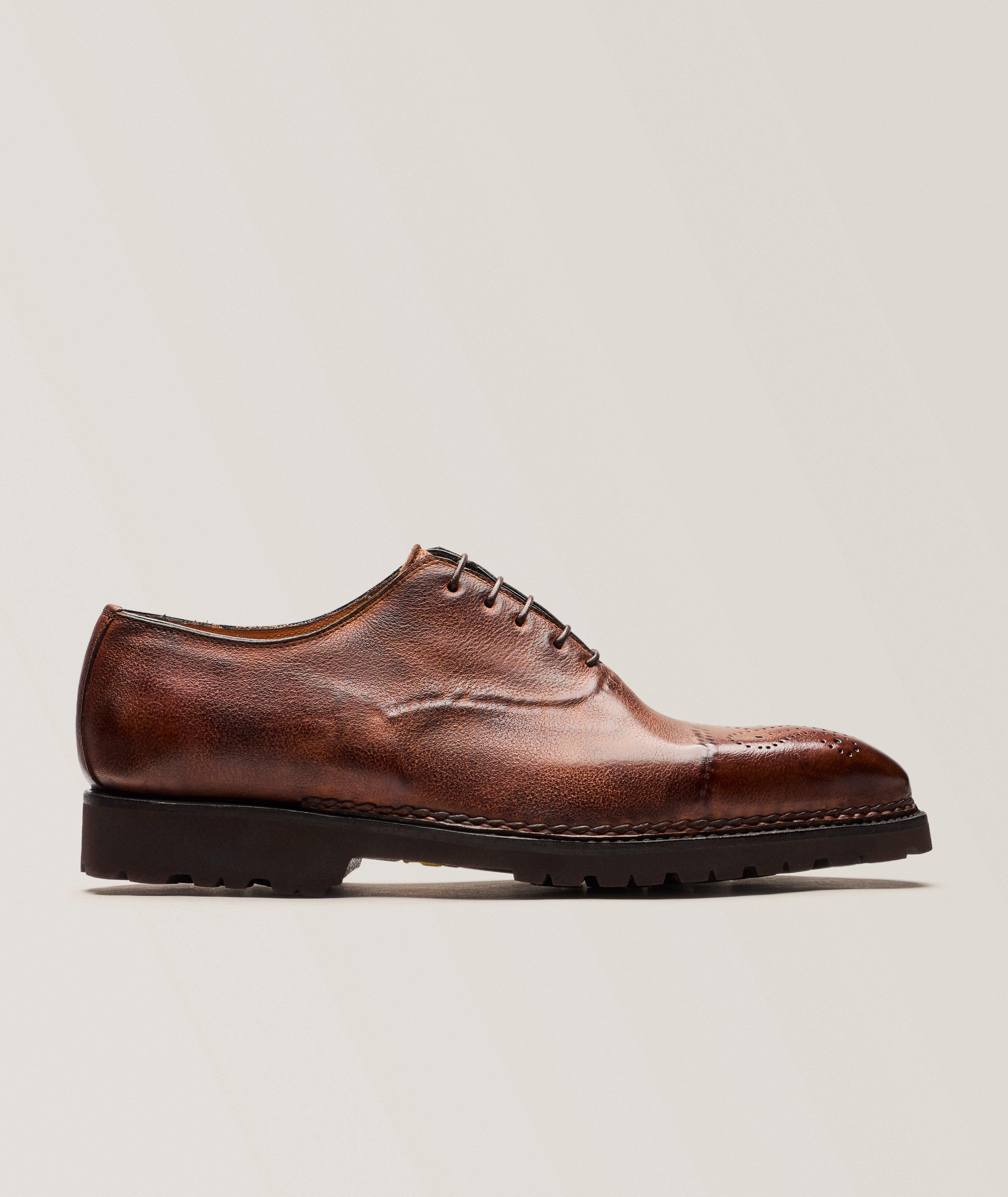 Bontoni Vittorio Perforated Burnished Leather Oxfords