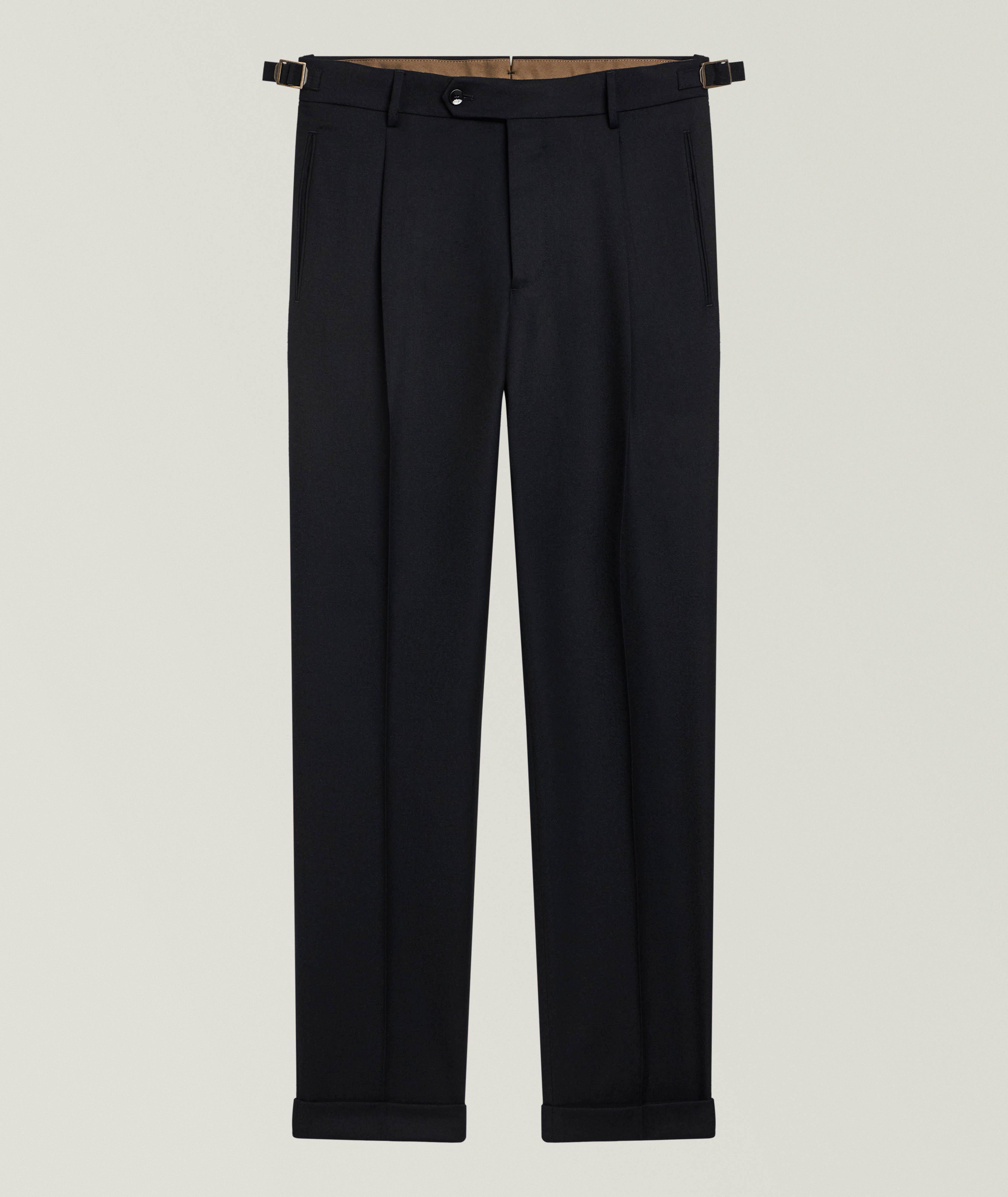 Berwich Retrolong Wool Flannel Tapered Dress Pants 
