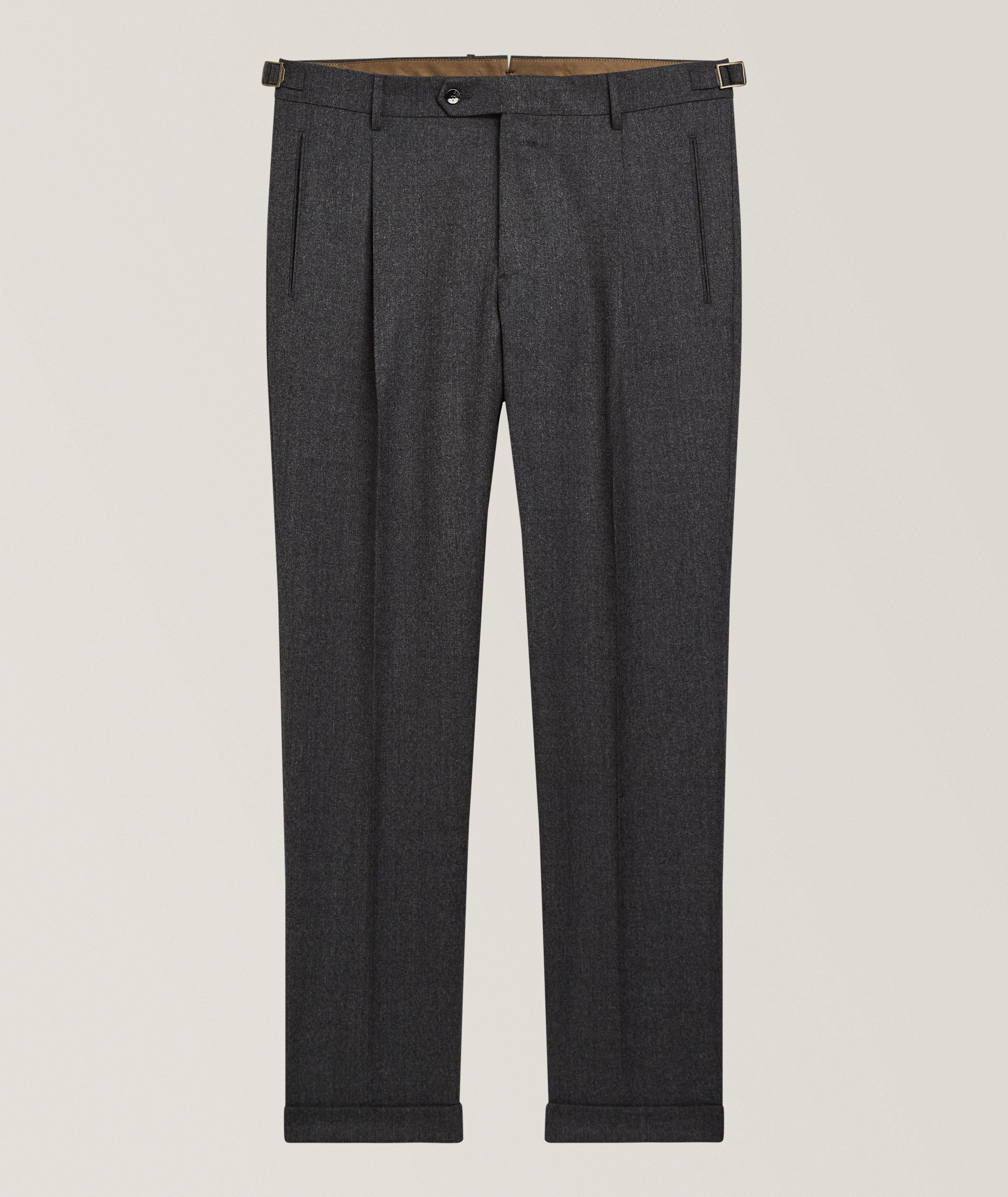 Berwich Retrolong Wool Flannel Tapered Dress Pants 