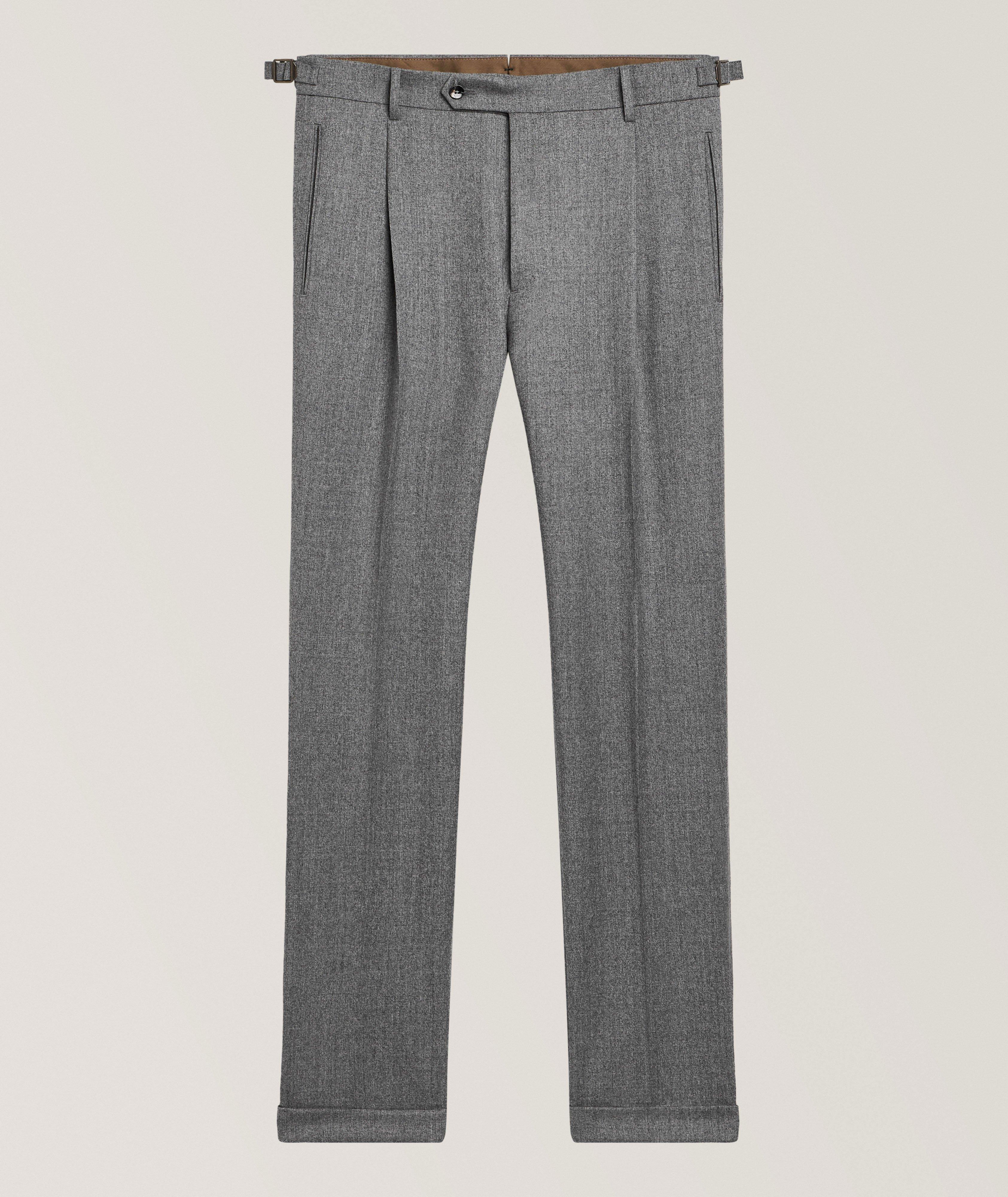 Berwich Retrolong Wool Flannel Tapered Dress Pants