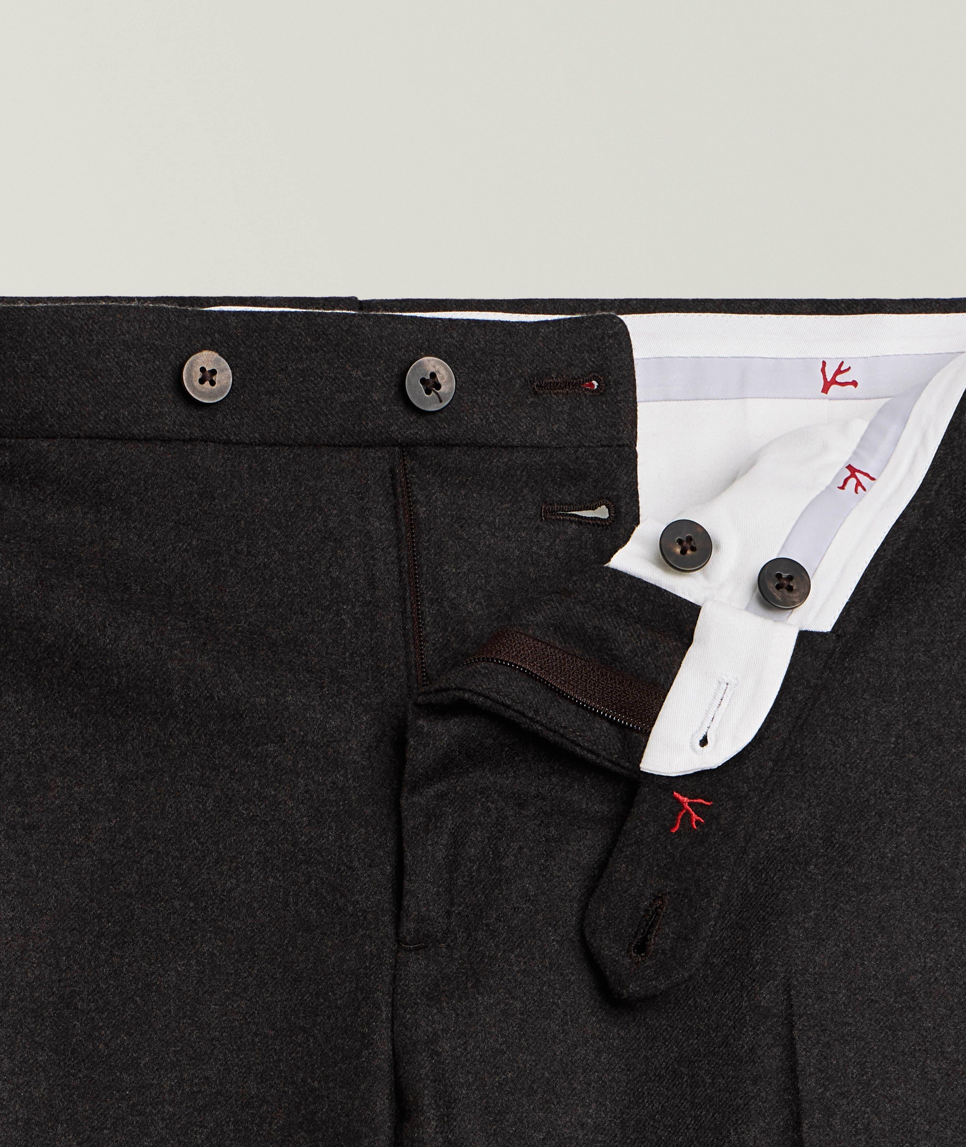 Isaia Mélange Flannel Wool-Cashmere Pants | Dress Pants | Harry Rosen