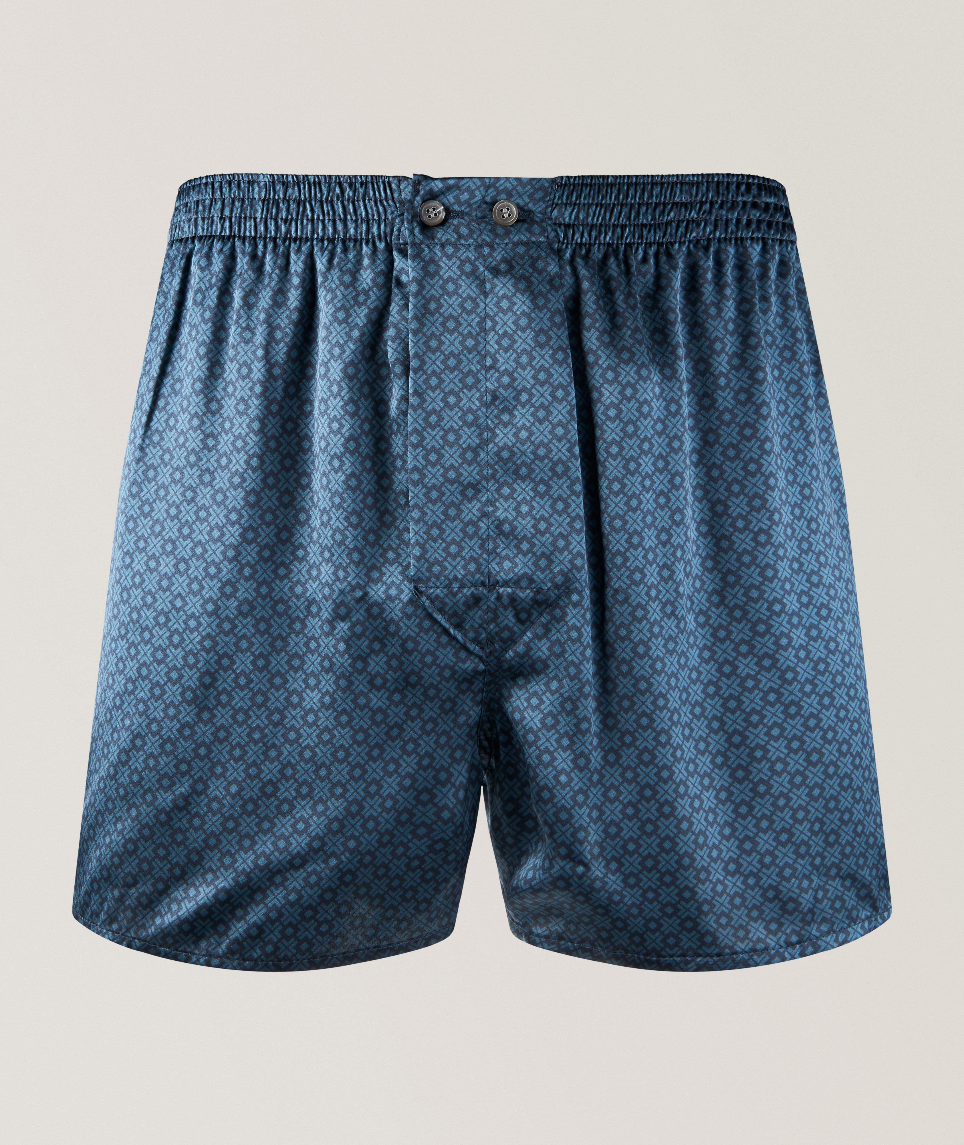 Derek Rose Classic-Fit Geo Cross Silk Boxers
