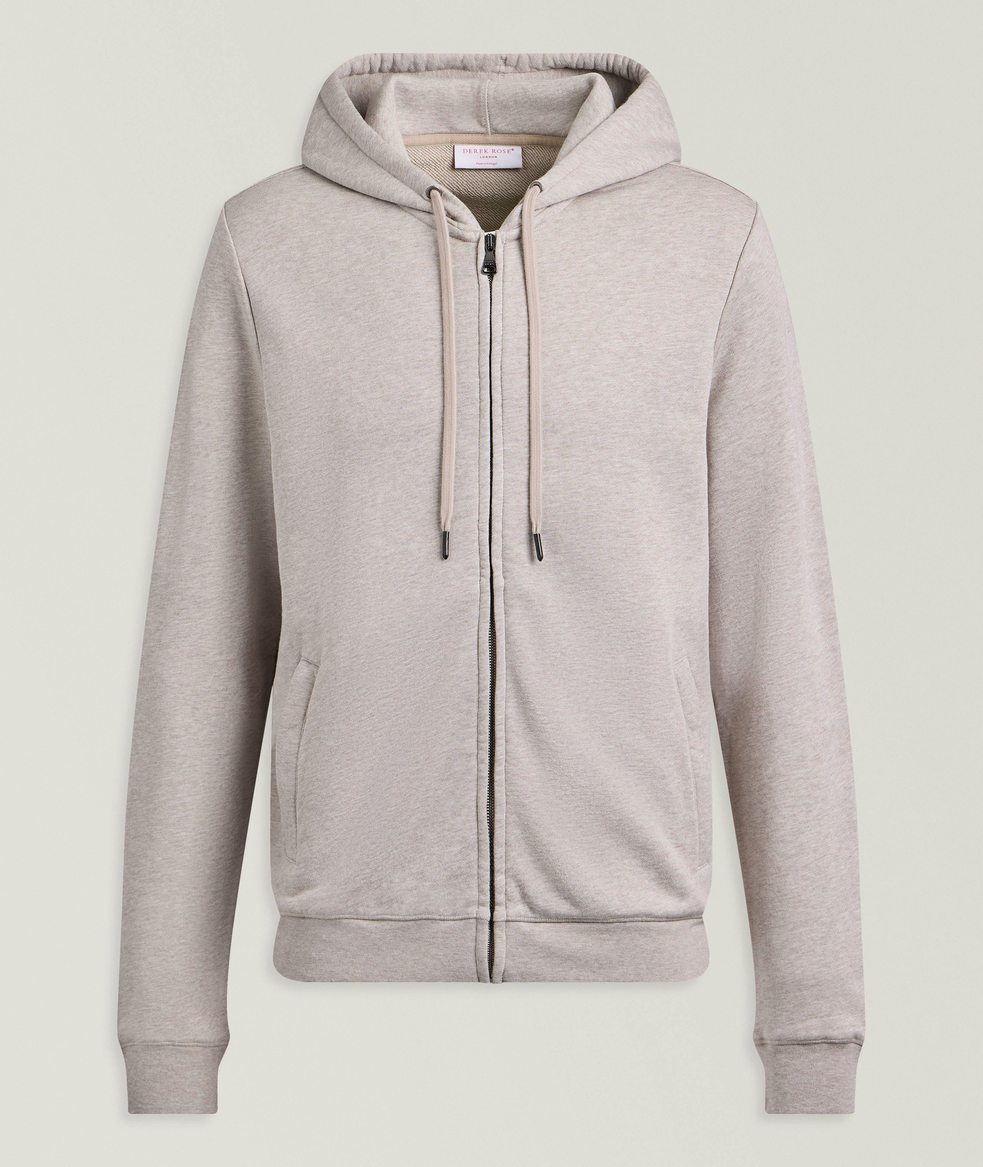 Derek Rose Mélange Cotton-Modal Hooded Sweater