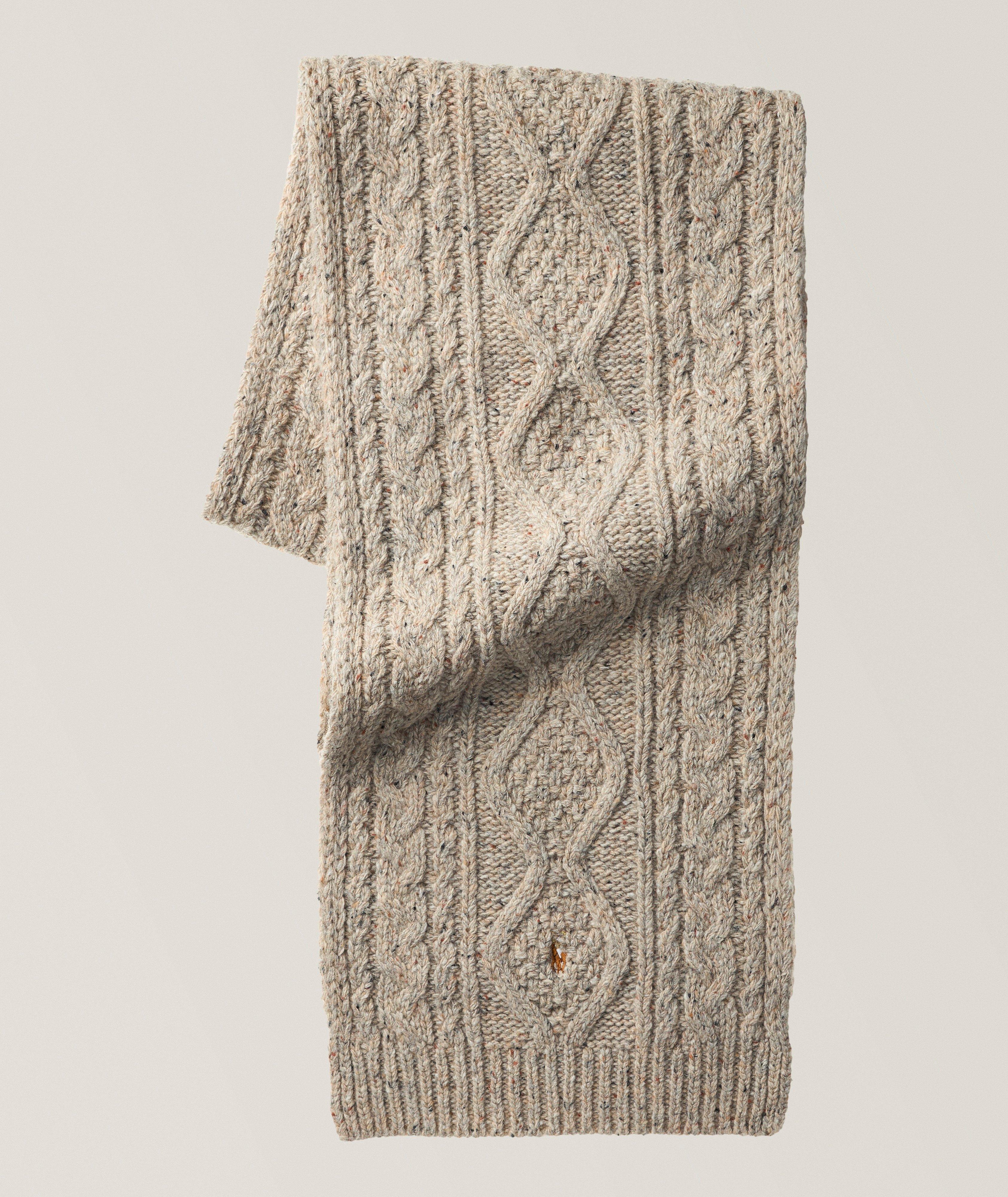 Polo Ralph Lauren Heathered Aran Tweed Cable Knit Scarf