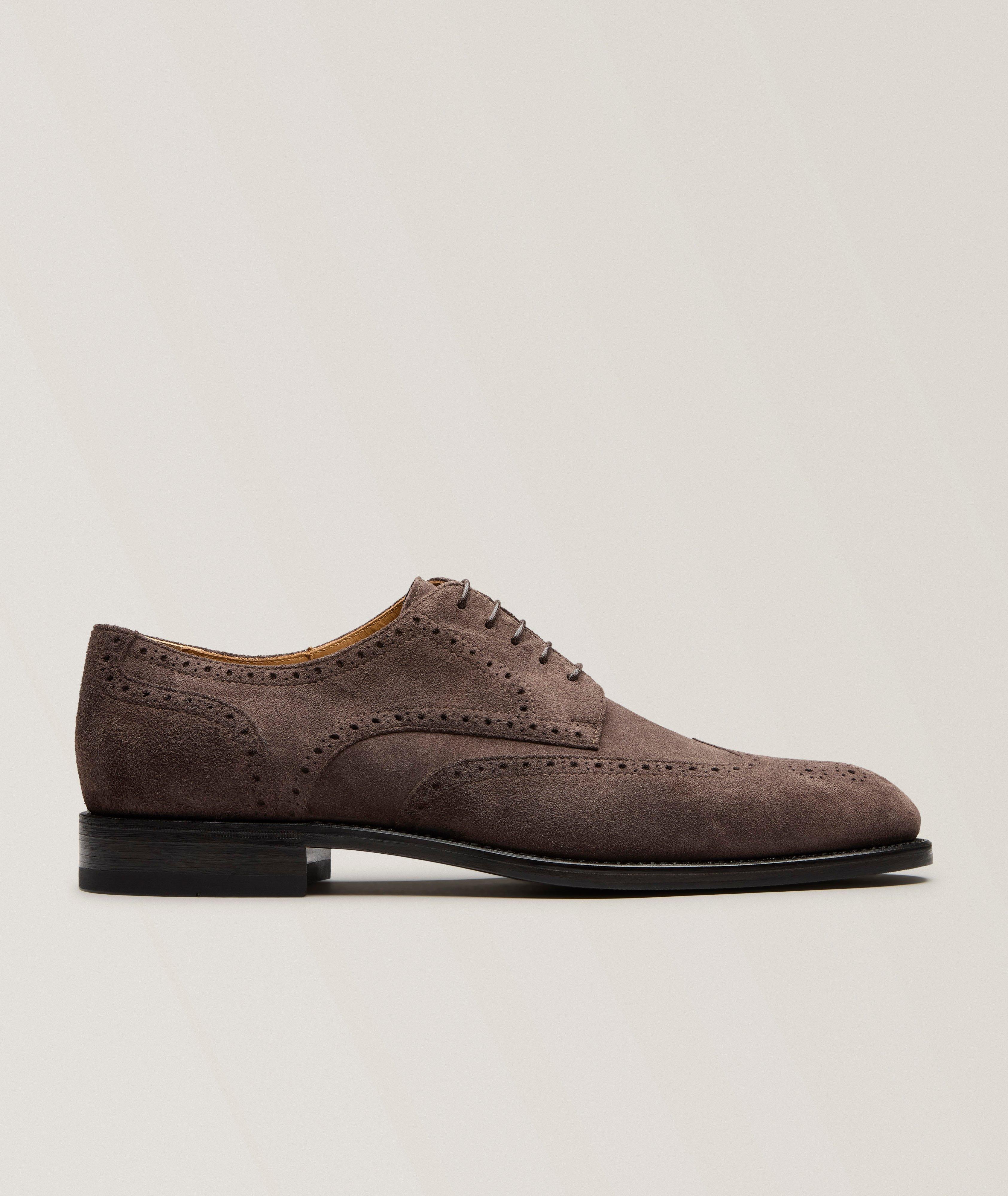 Kiton Suede Wingtip Brogue Derbies