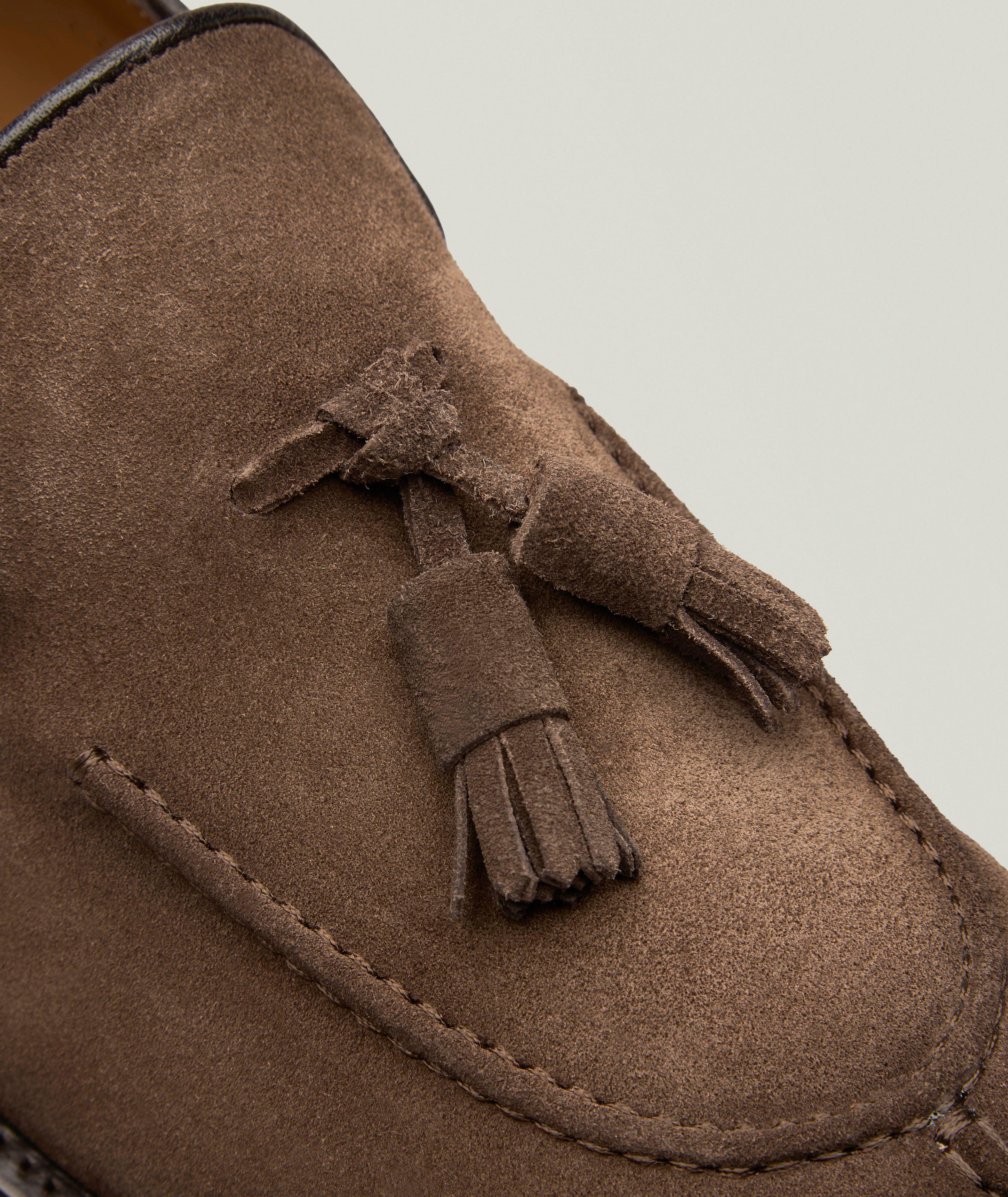Suede Split-Toe Tassel Loafers image 2