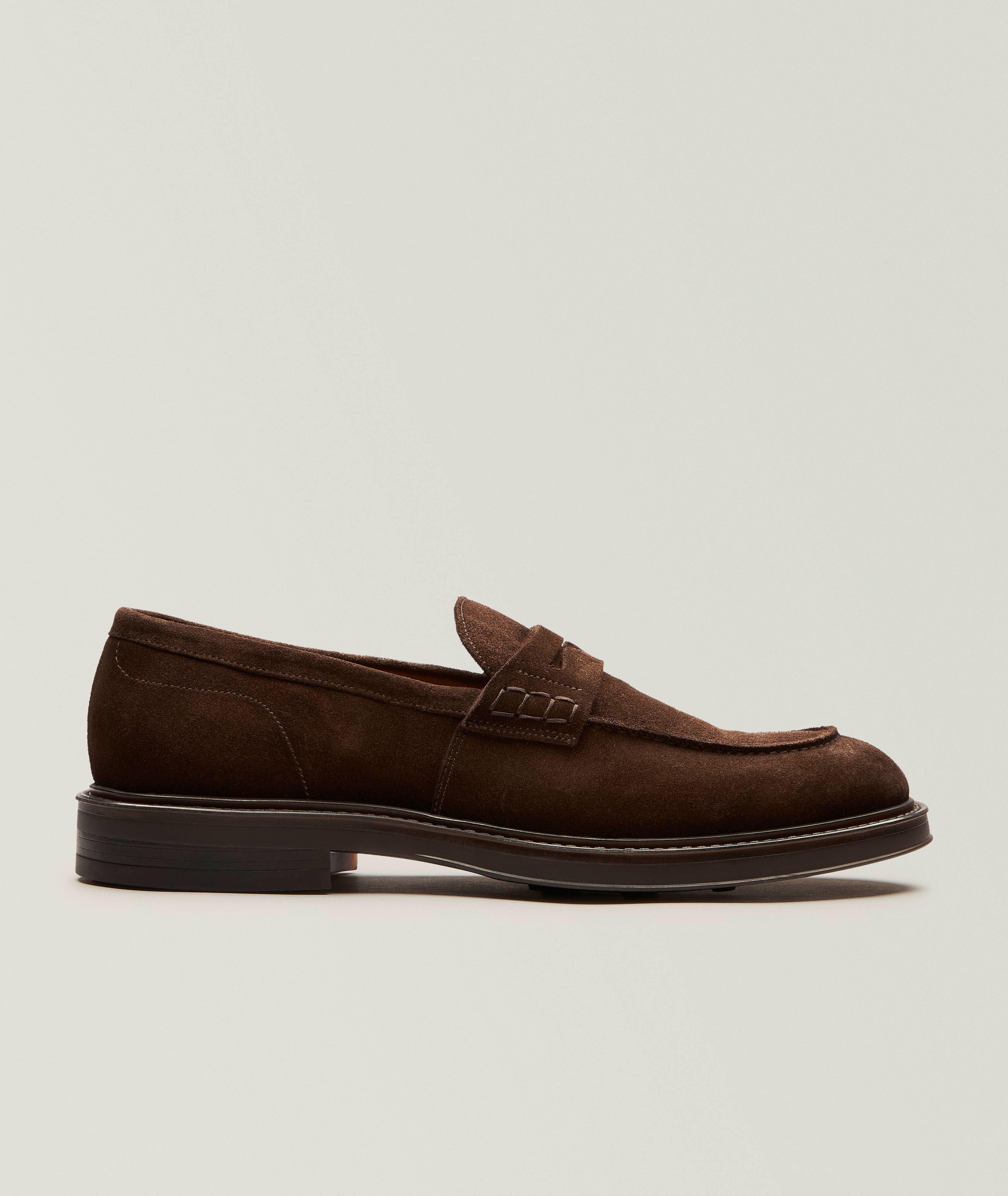Harold Suede Split-Toe Penny Loafers