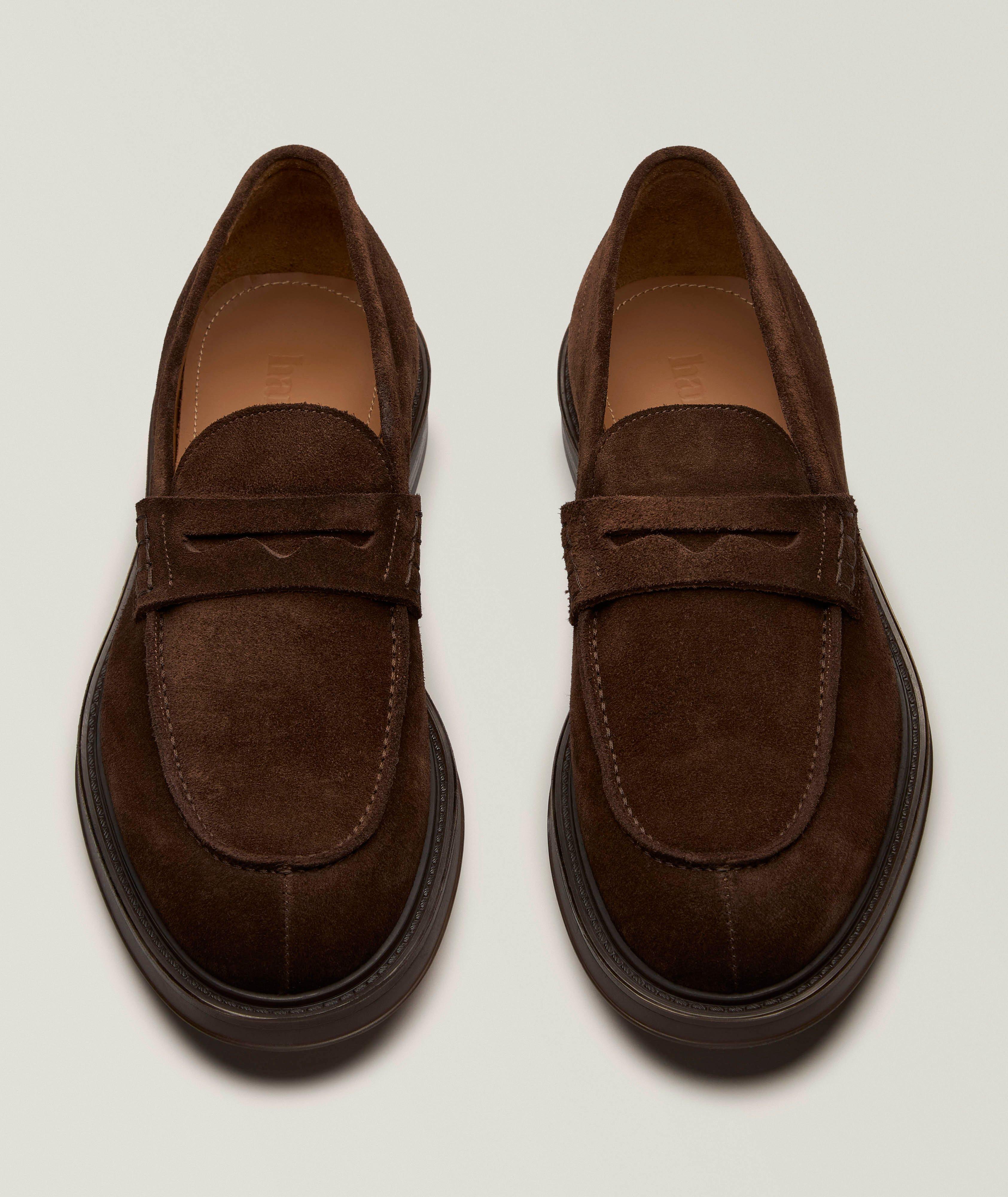 Suede Split-Toe Penny Loafers image 1