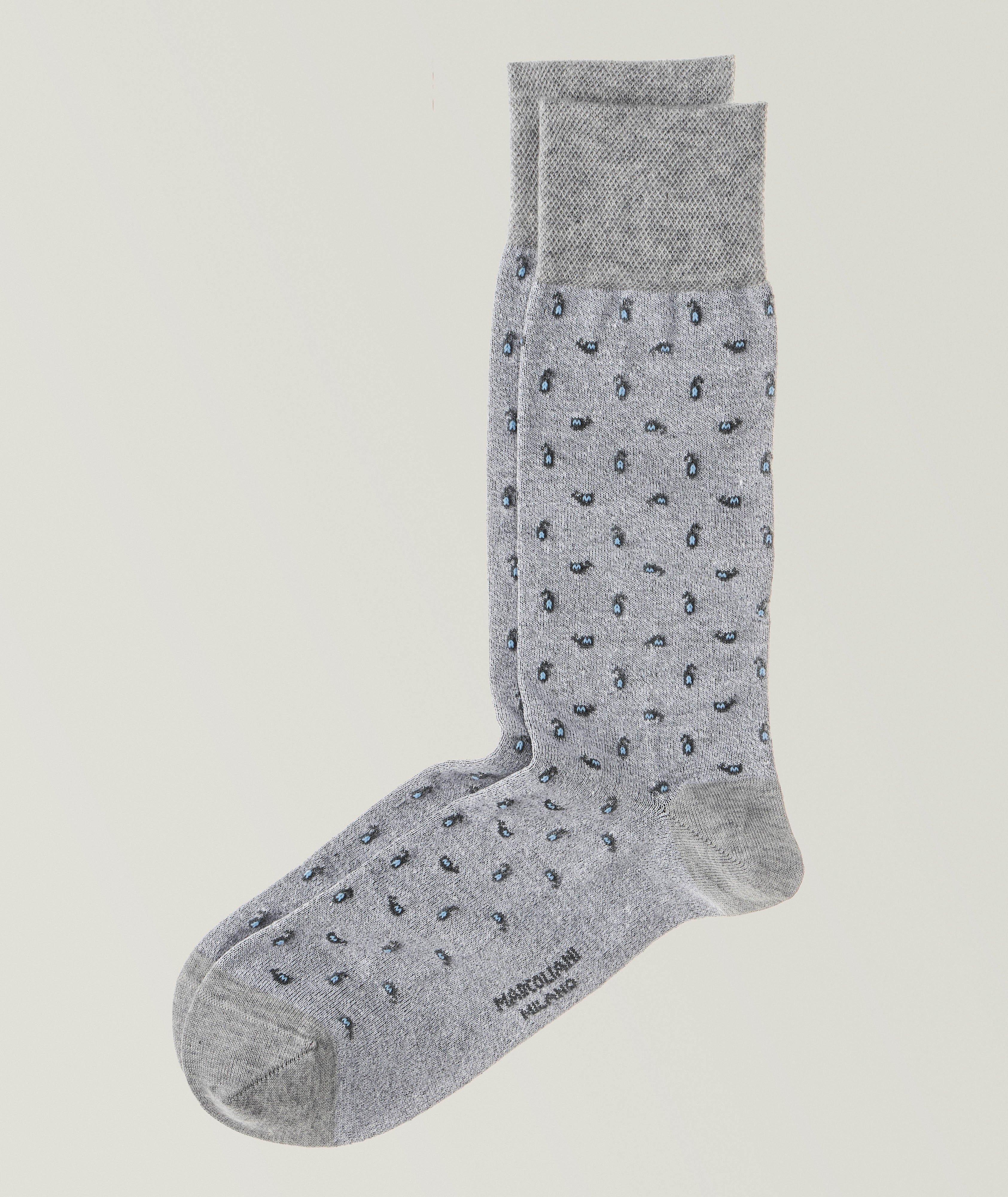 Marcoliani Chaussettes en lin-mélange paisley texturé