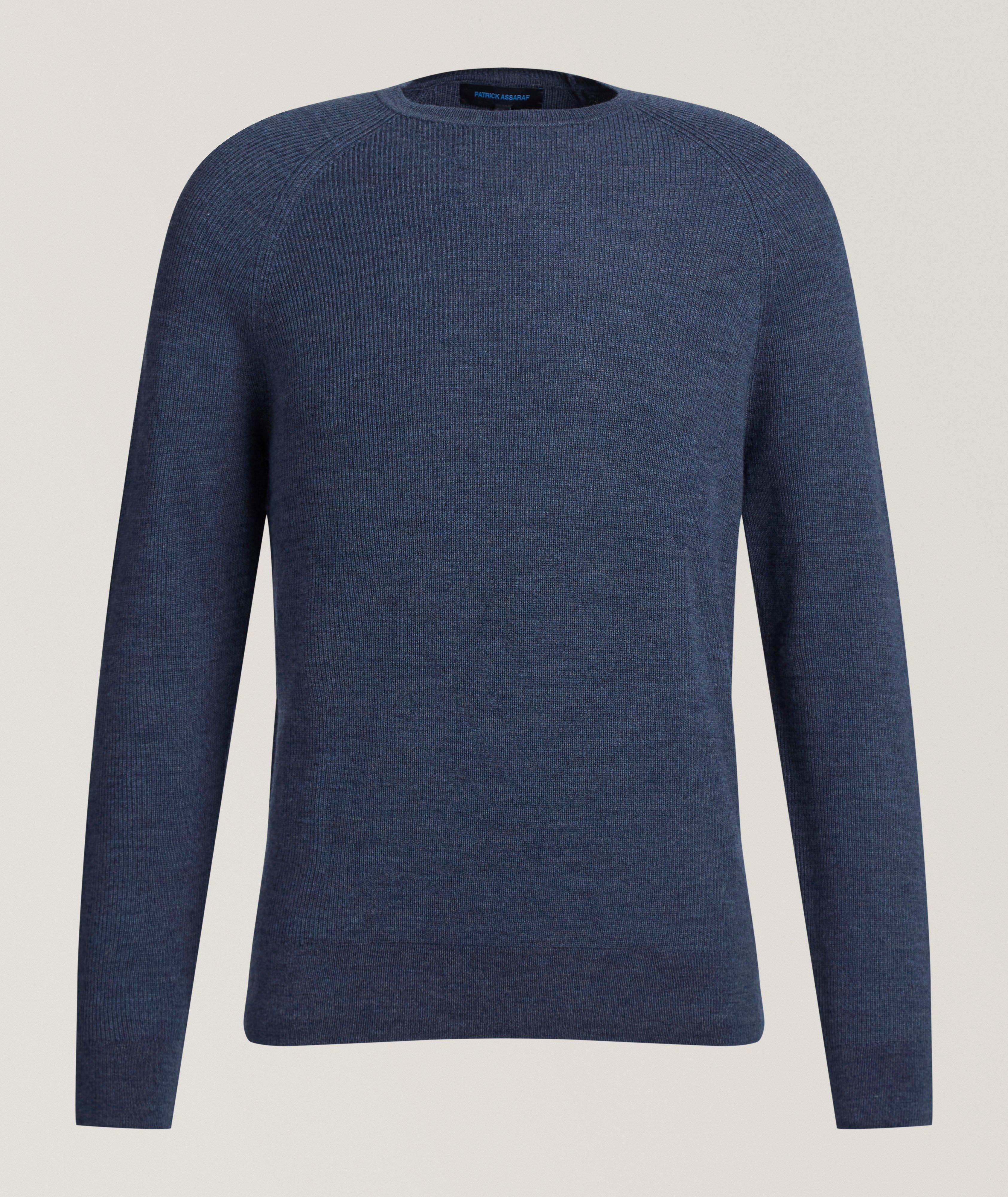 Patrick Assaraf Merino Wool Ribbed Crewneck Sweater