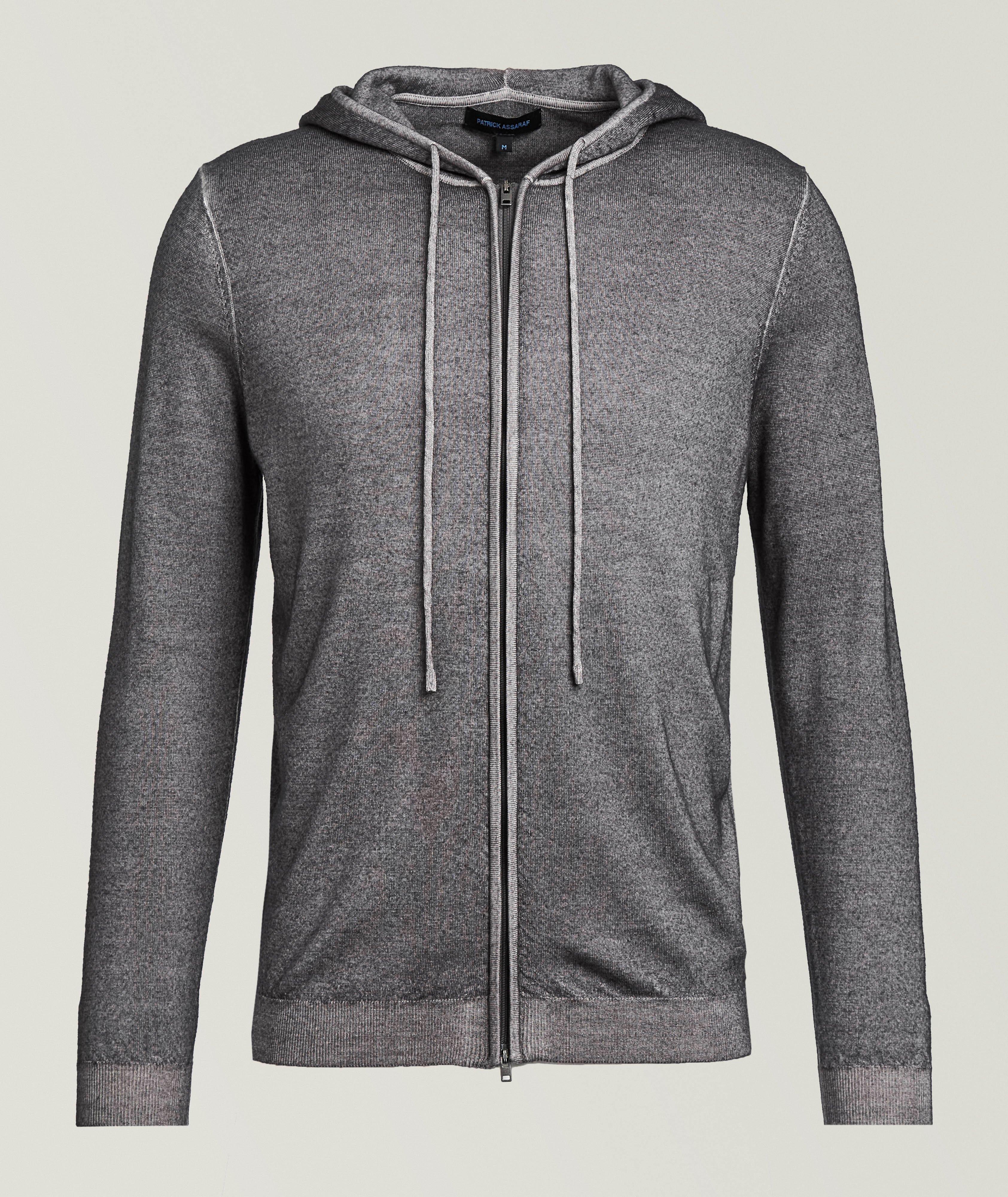 Patrick Assaraf Vintage Wash Full-Zip Hooded Sweater