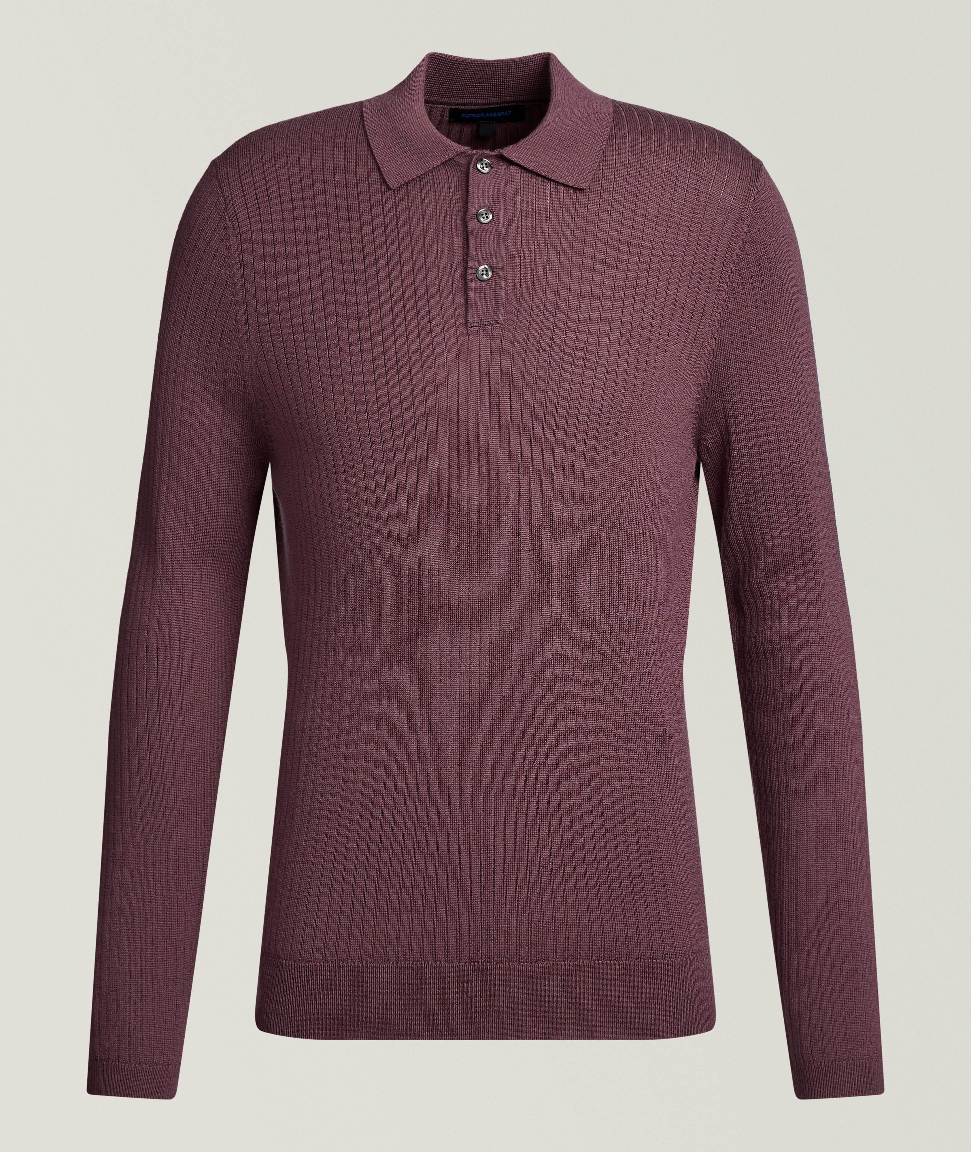 Patrick Assaraf Merino Wool Drop Needle Polo