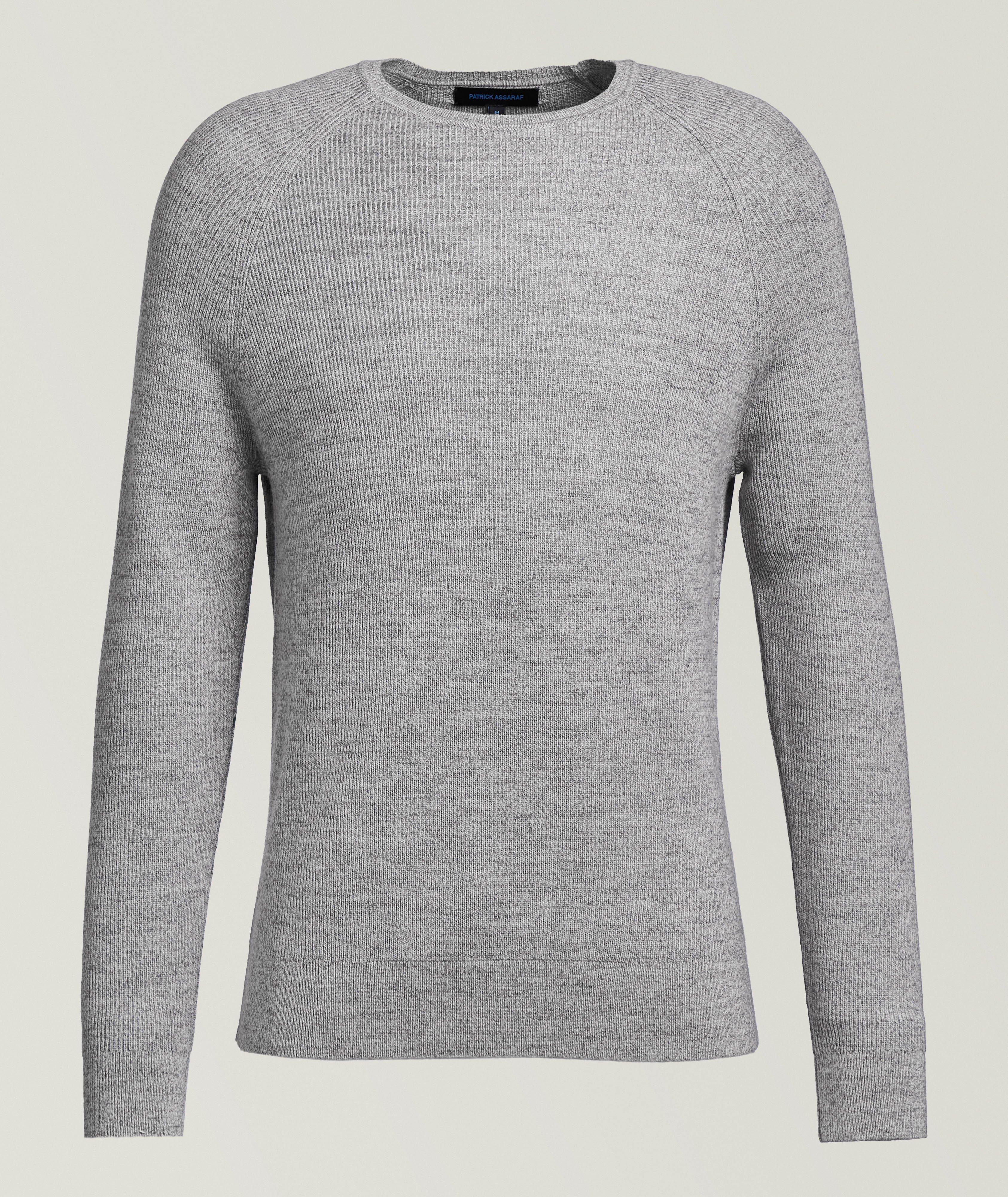 Patrick Assaraf Merino Wool Ribbed Crewneck Sweater
