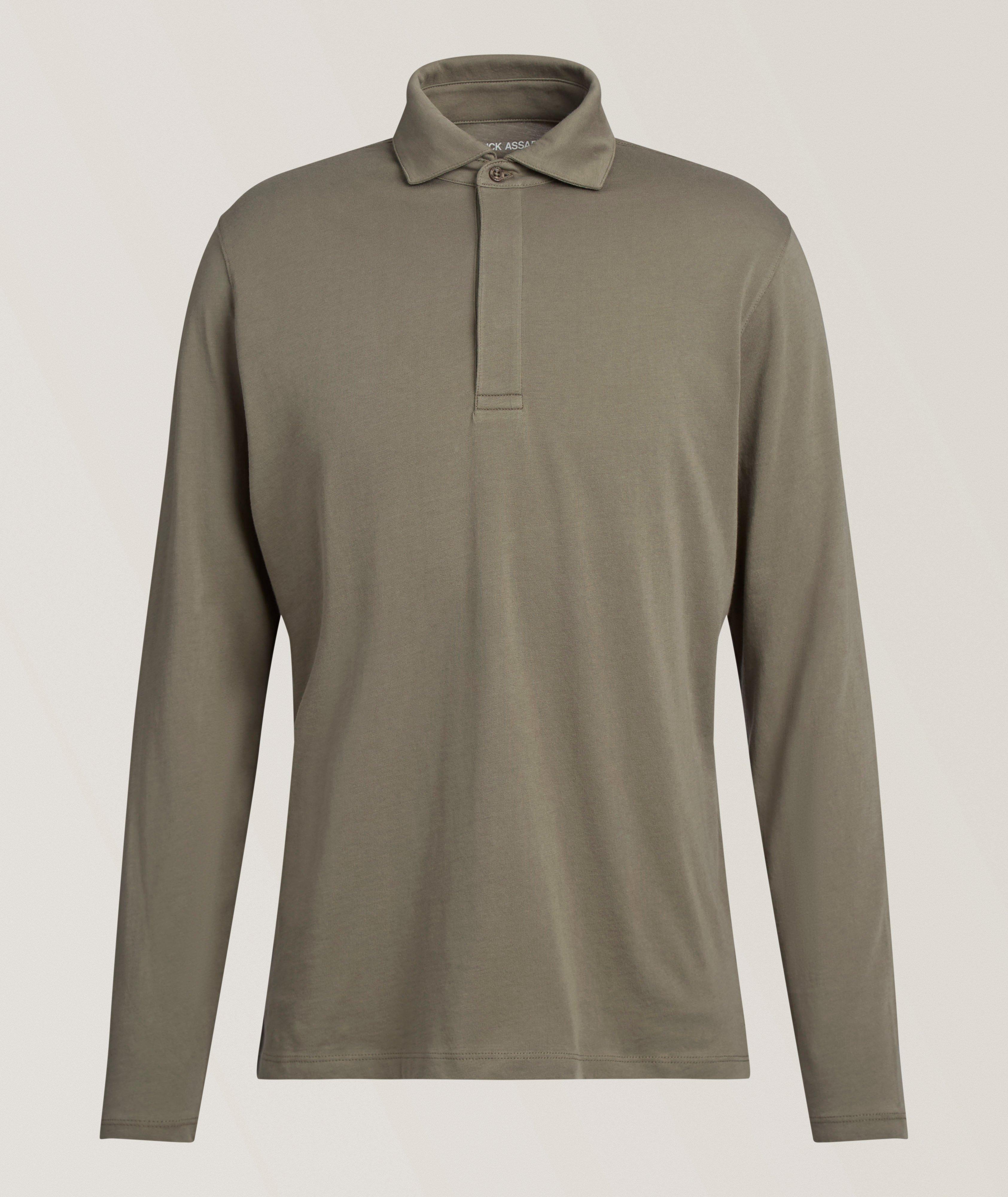 Patrick Assaraf Long-Sleeve Organic Pima Cotton Polo