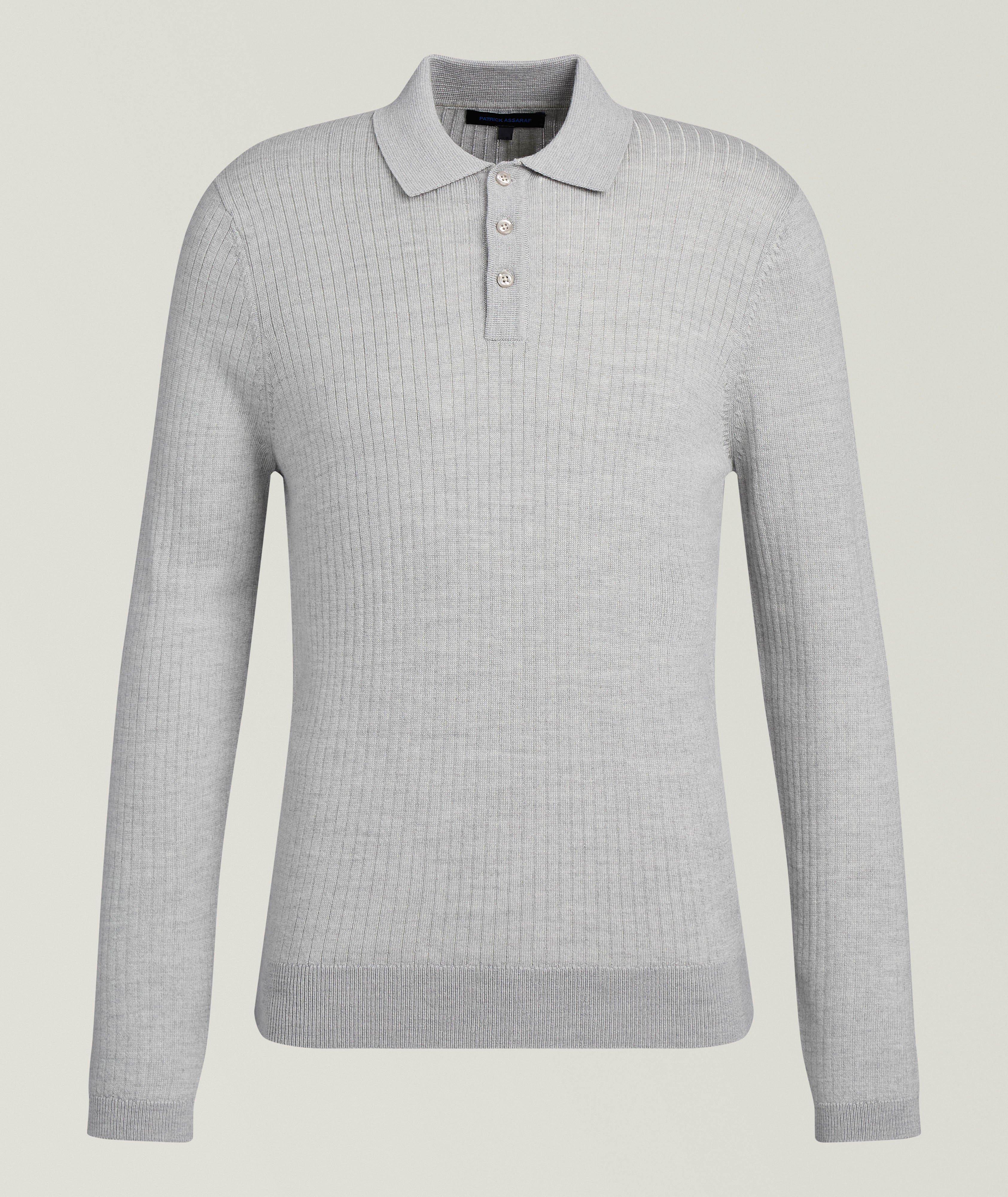 Patrick Assaraf Merino Wool Drop Needle Polo