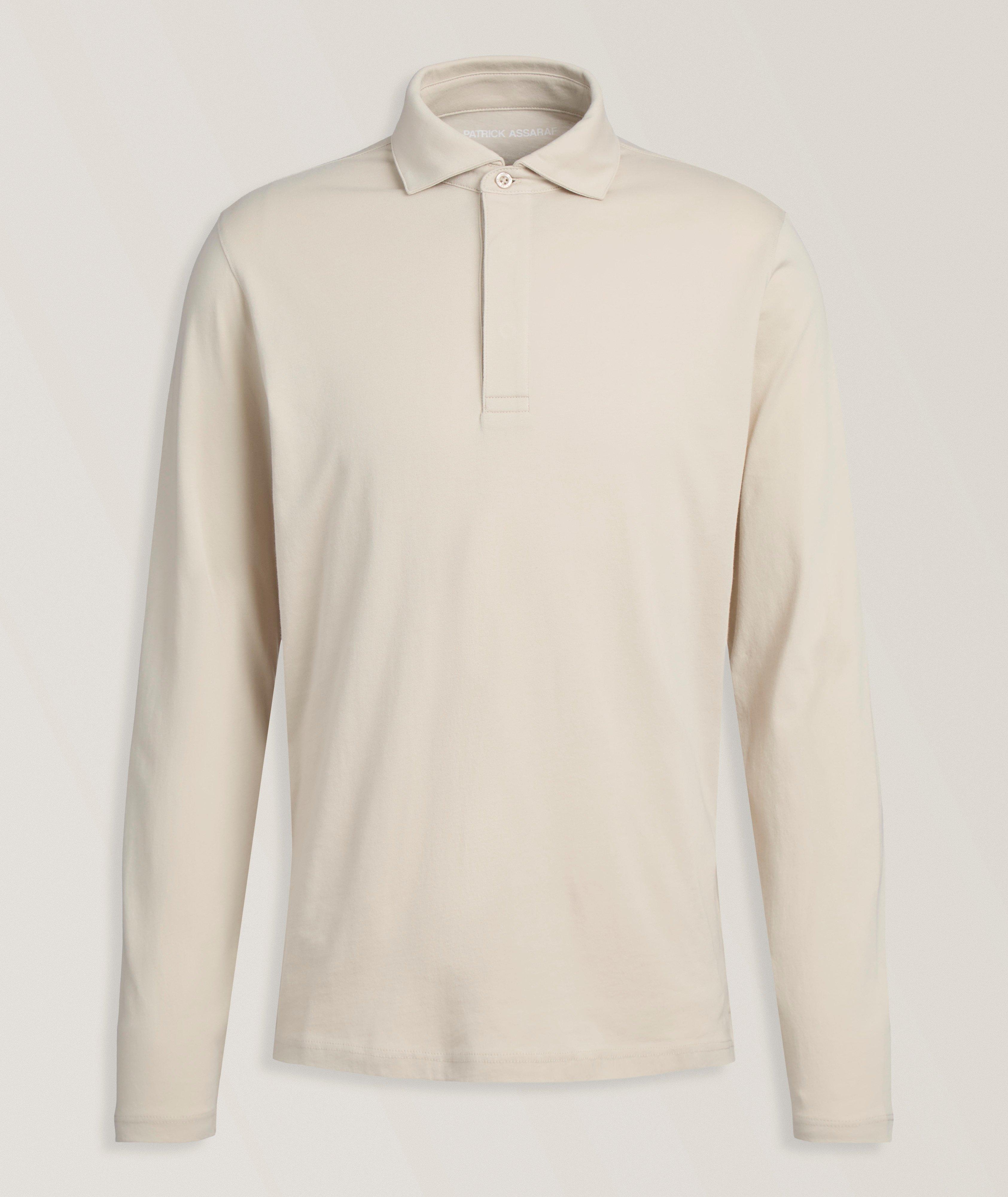 Patrick Assaraf Long-Sleeve Organic Pima Cotton Polo
