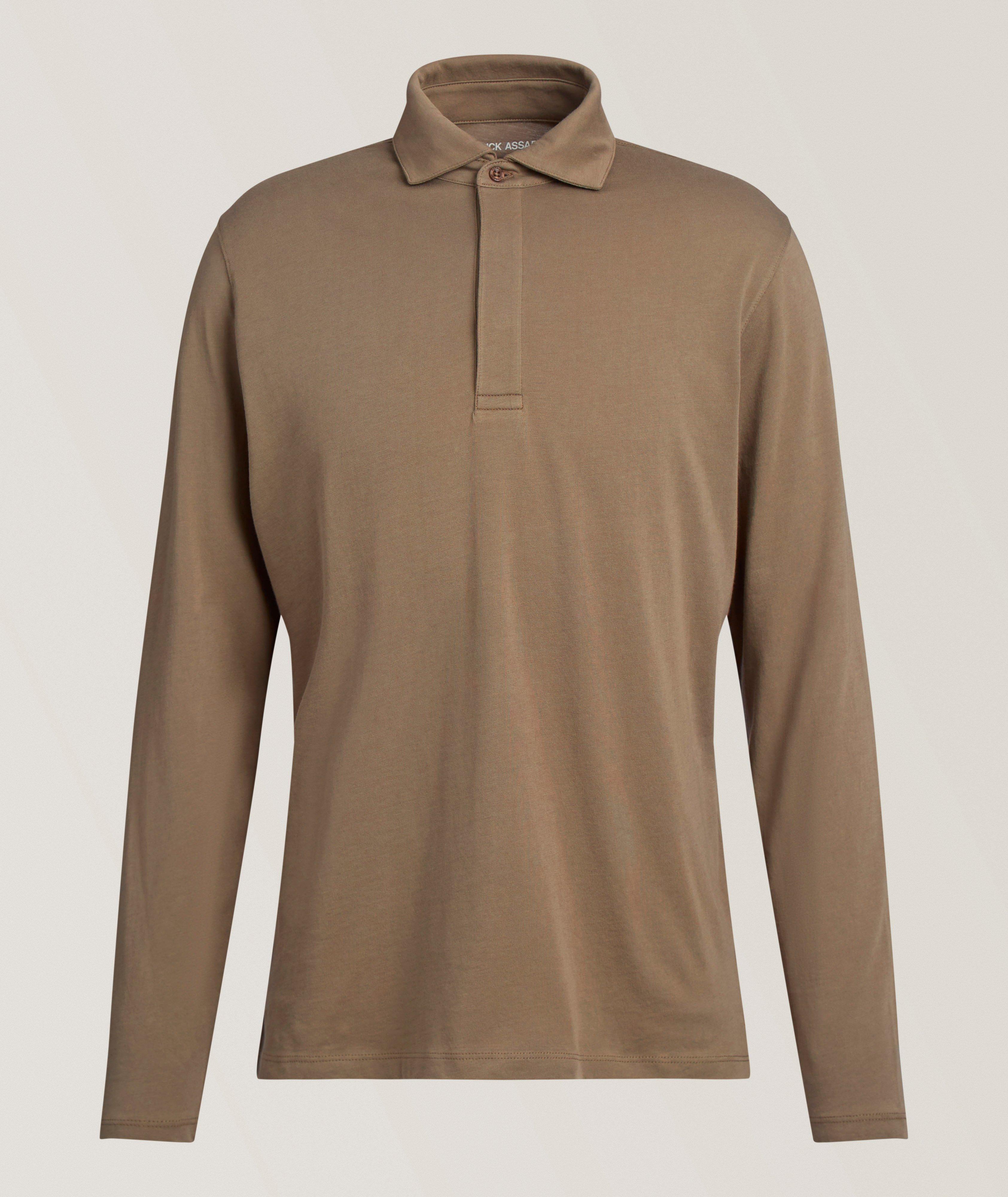 Patrick Assaraf Long-Sleeve Organic Pima Cotton Polo