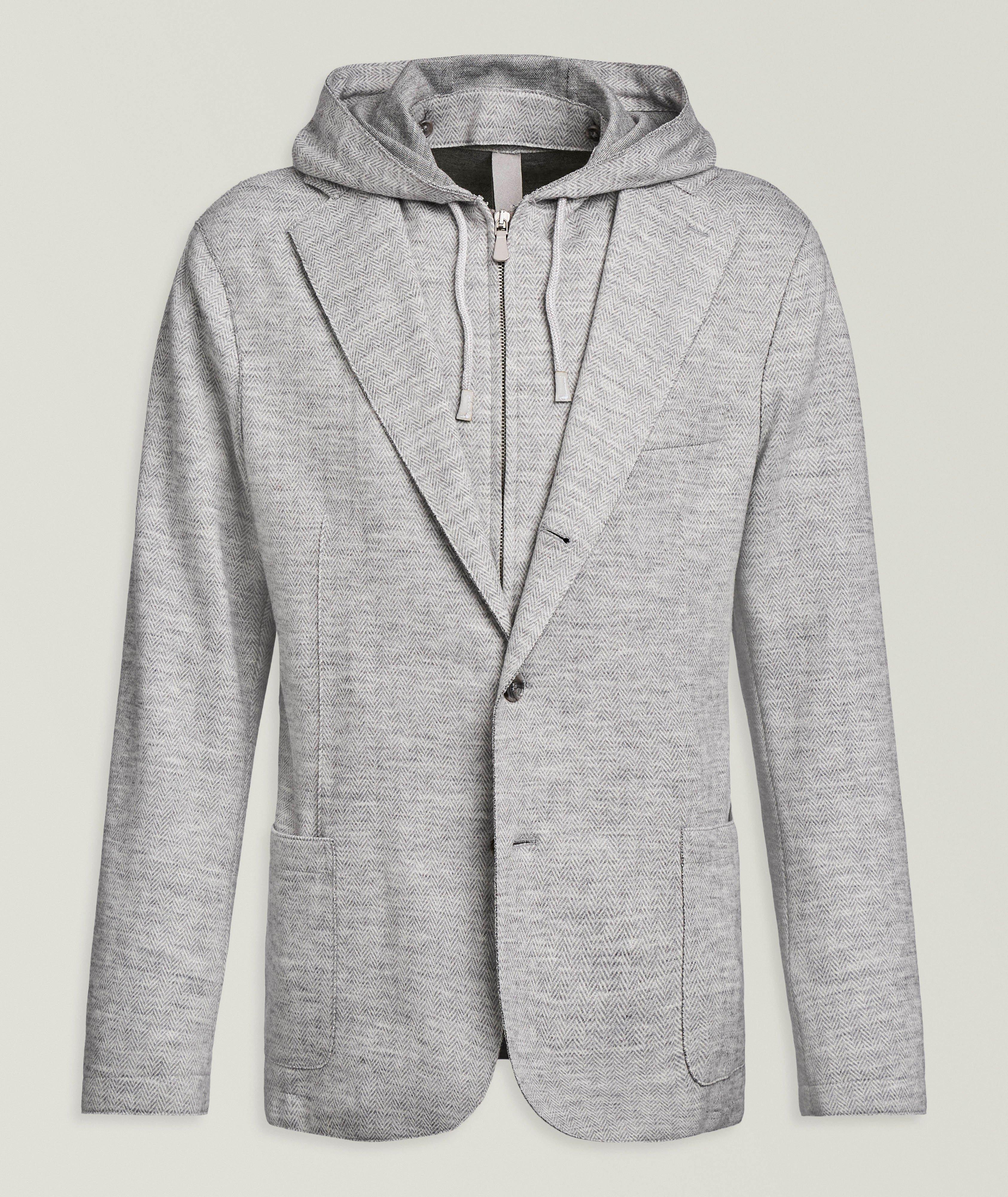 Patrick Assaraf Herringbone Hooded-Bib Sport Jacket