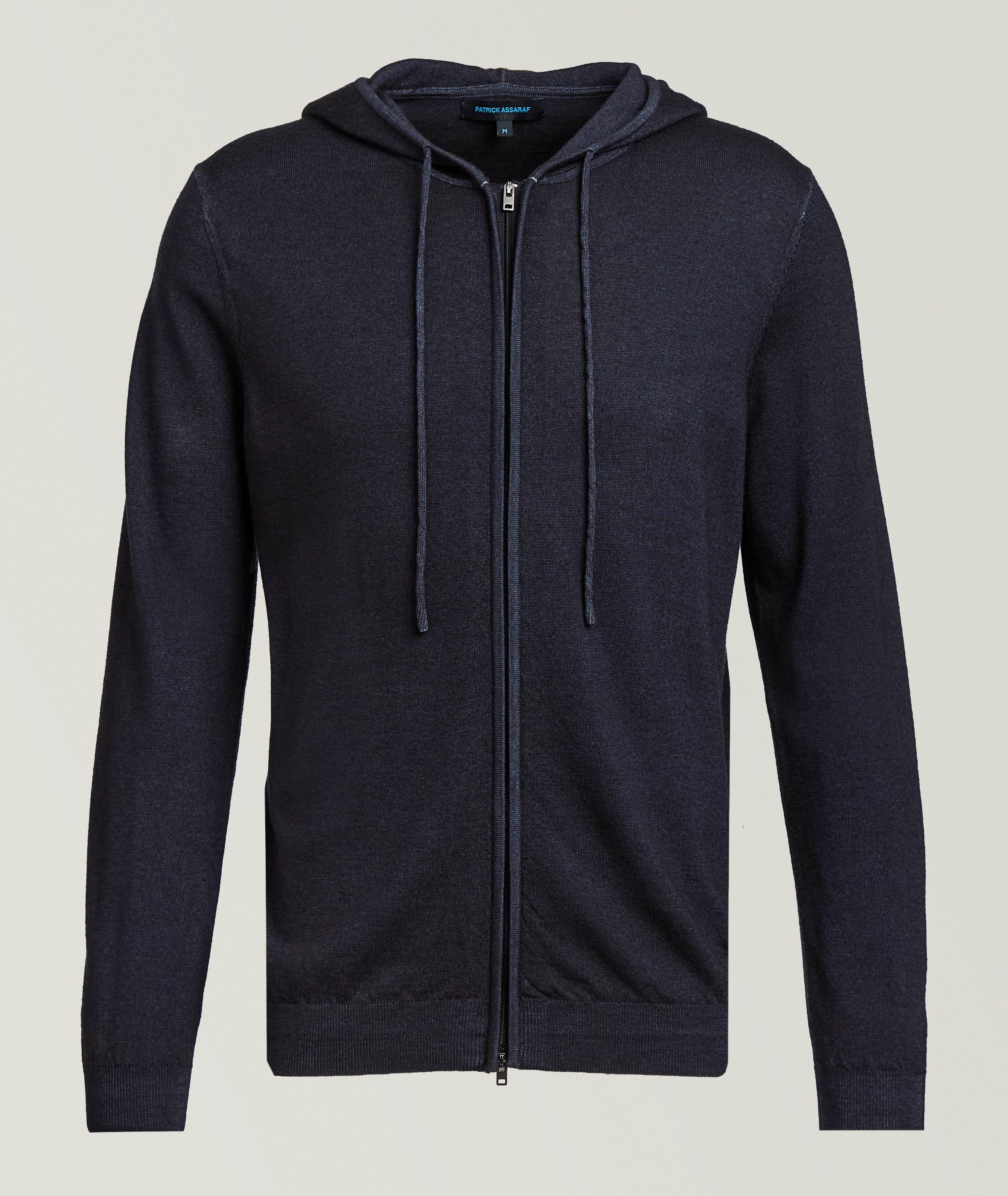 Patrick Assaraf Vintage Wash Full-Zip Hooded Sweater