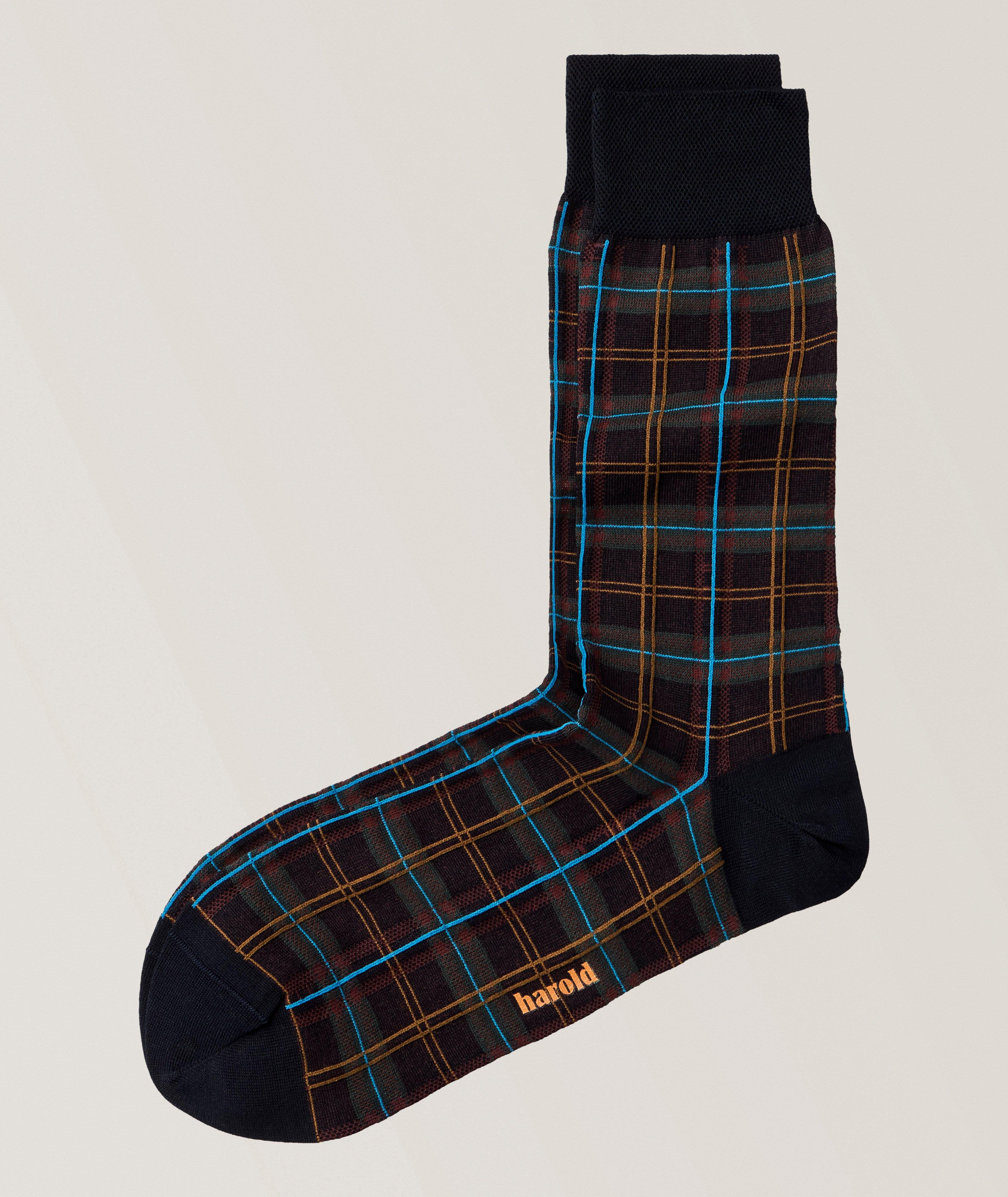 Harold Tartan Cotton-Blend Socks