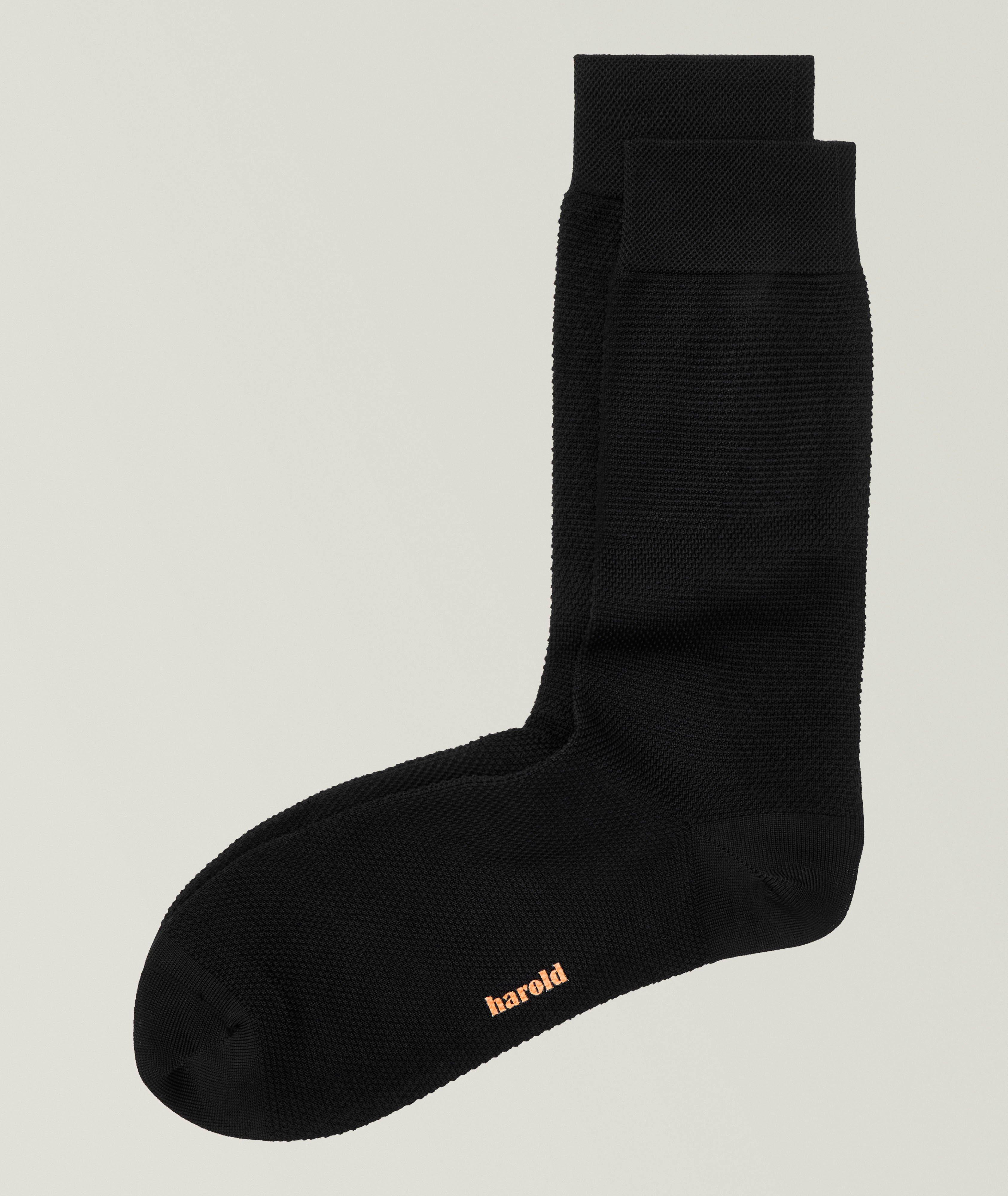 Harold Moss Stitch Cotton-Blend Socks