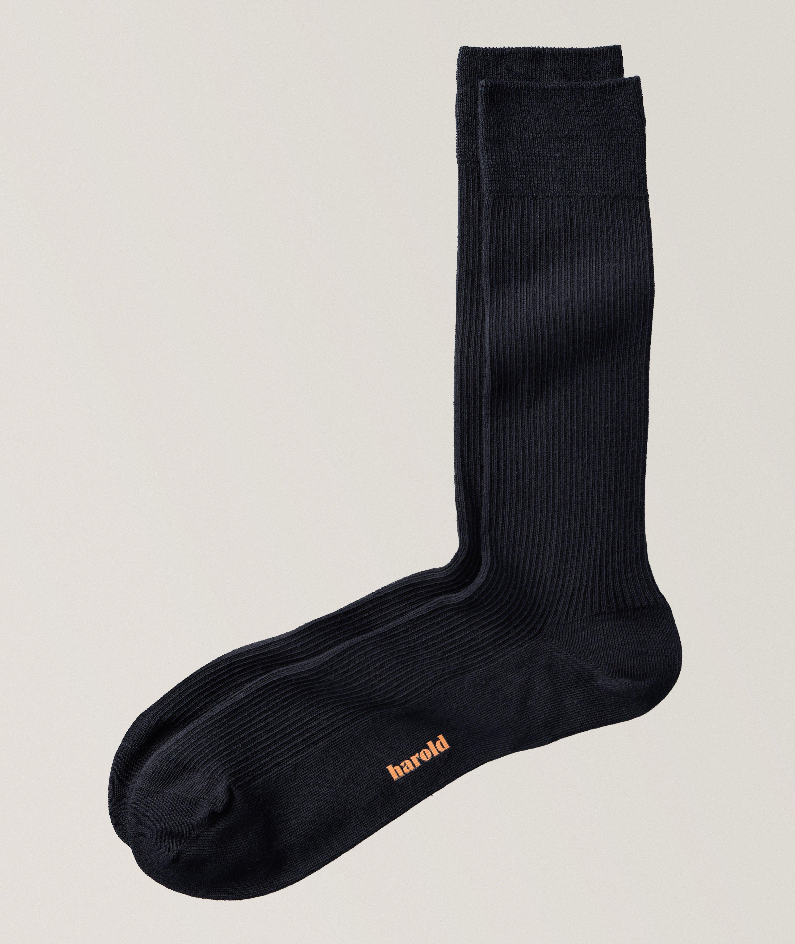 Harold Fine Ribbed Stretch-Cotton Socks