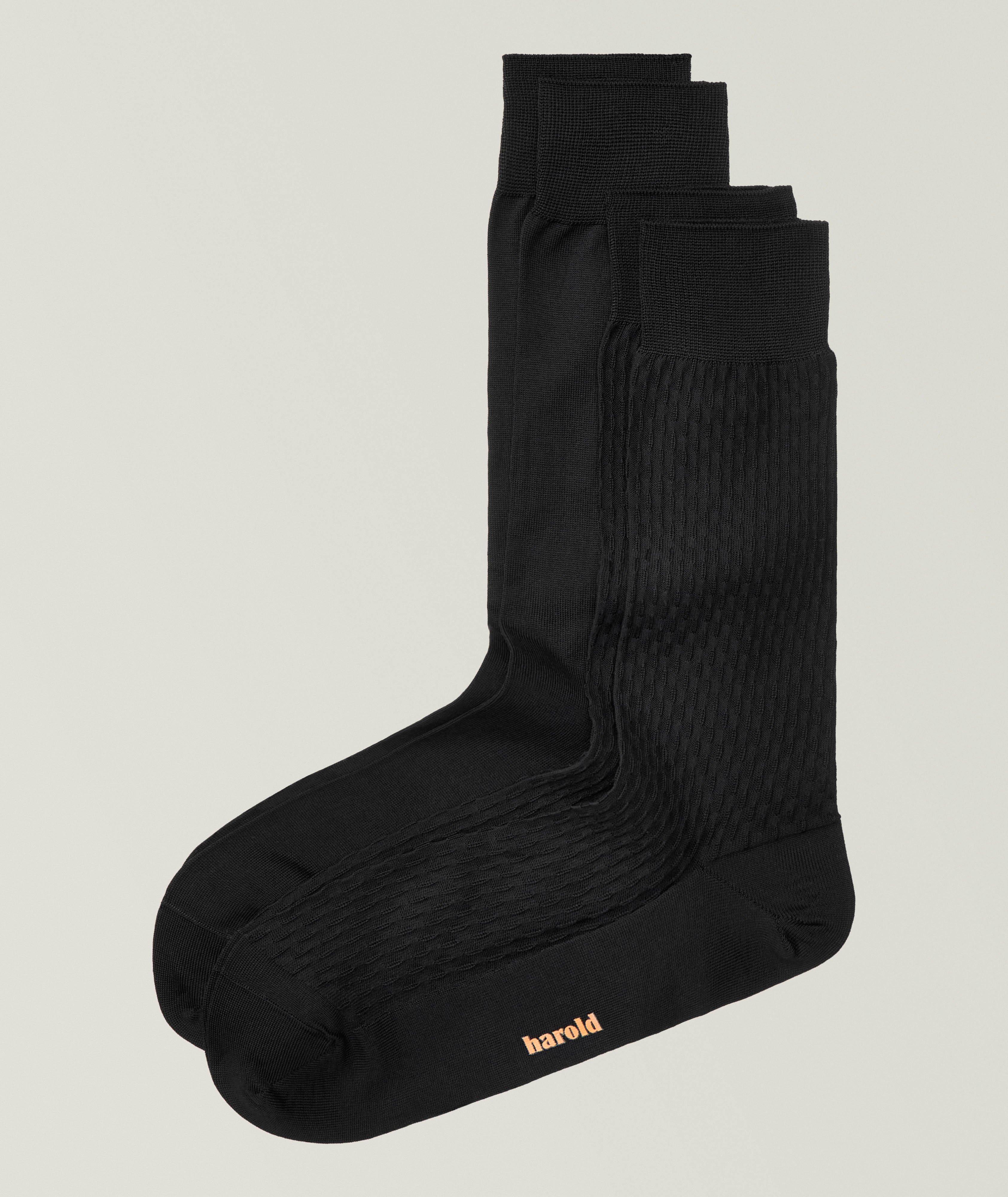 Harold Two-Pack Textured & Flat Knit Socks