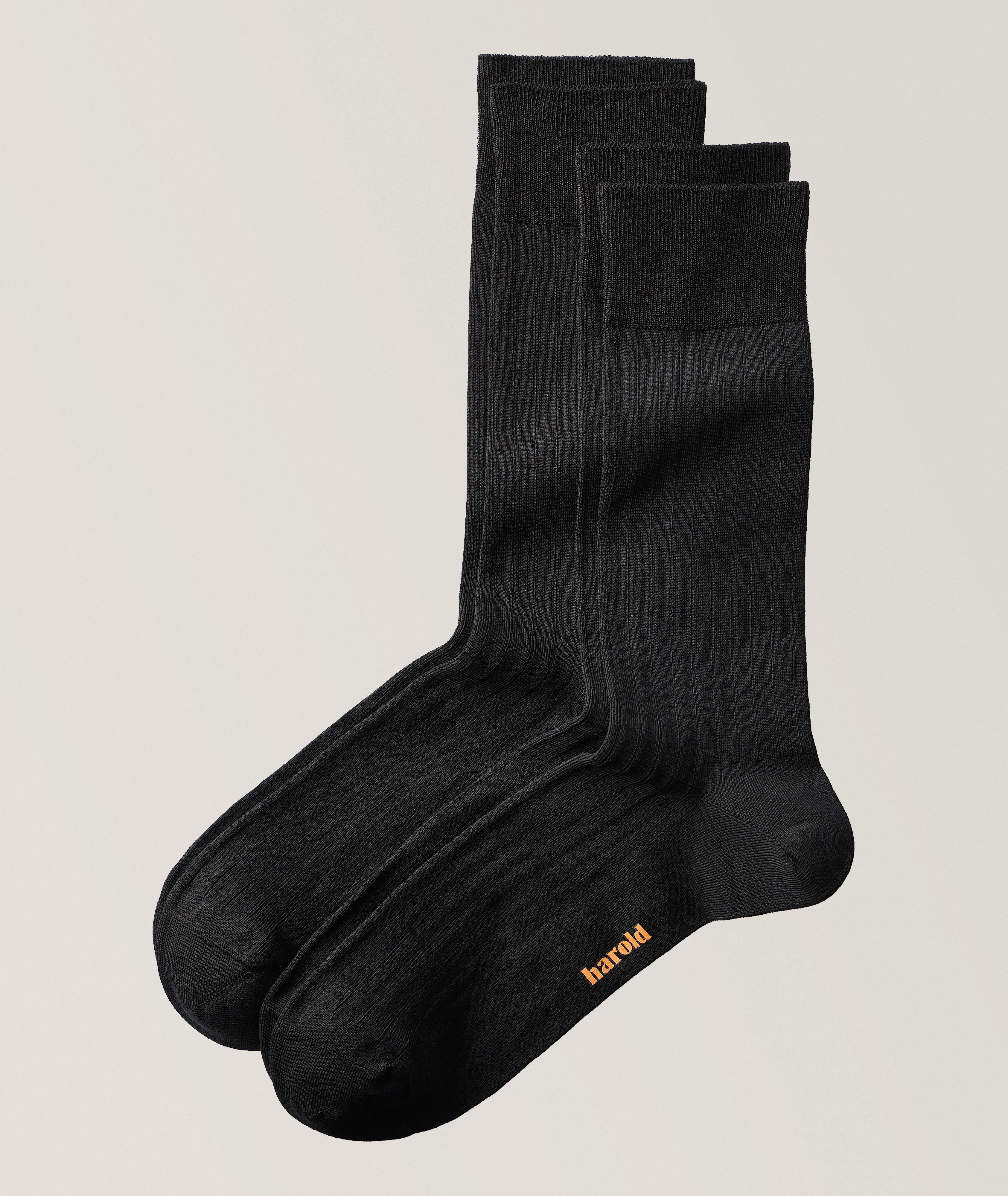 Harold Two-Pack Ribbed Cotton-Blend Socks 