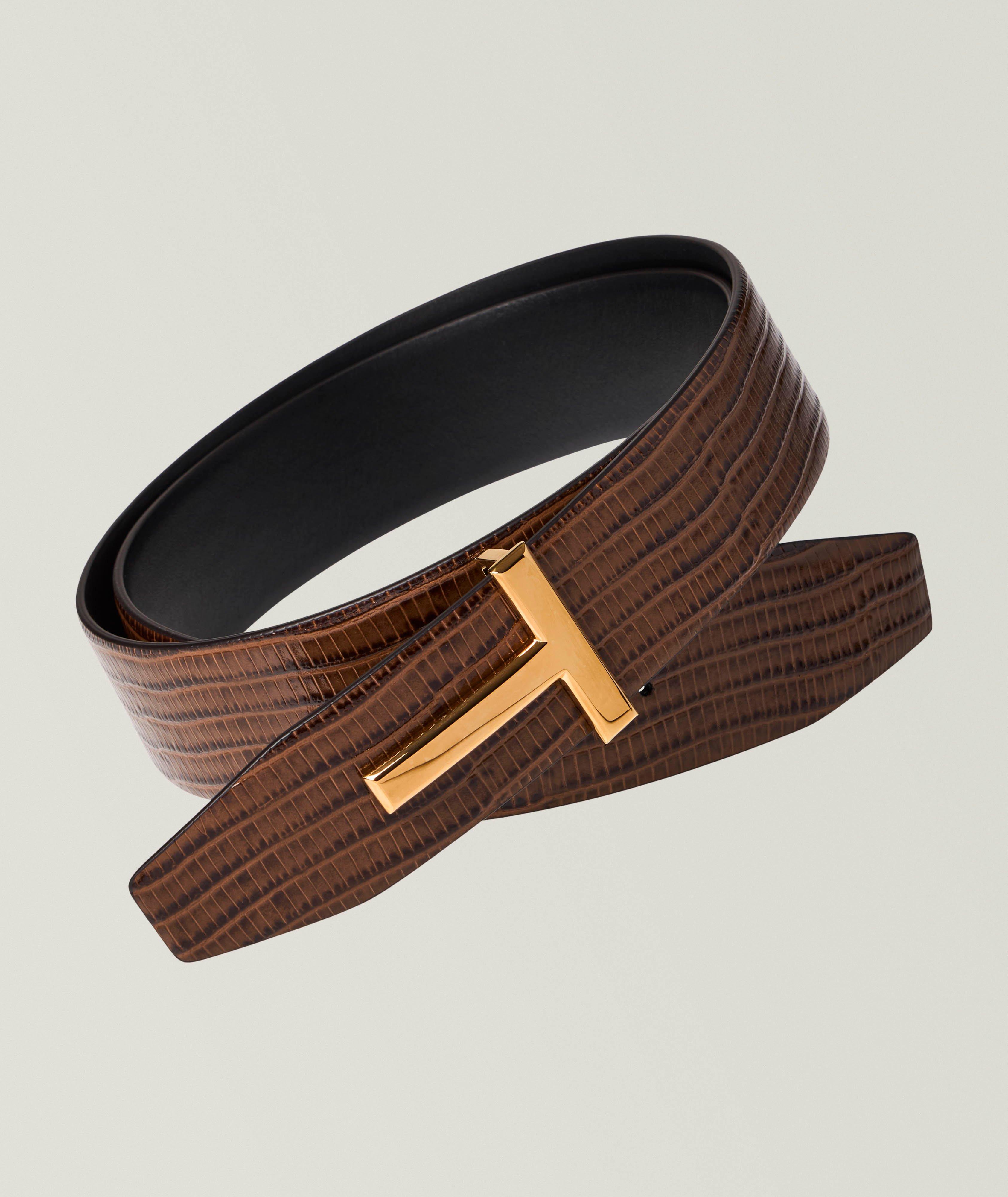 TOM FORD Ceinture en cuir imprimé-lézard réversible