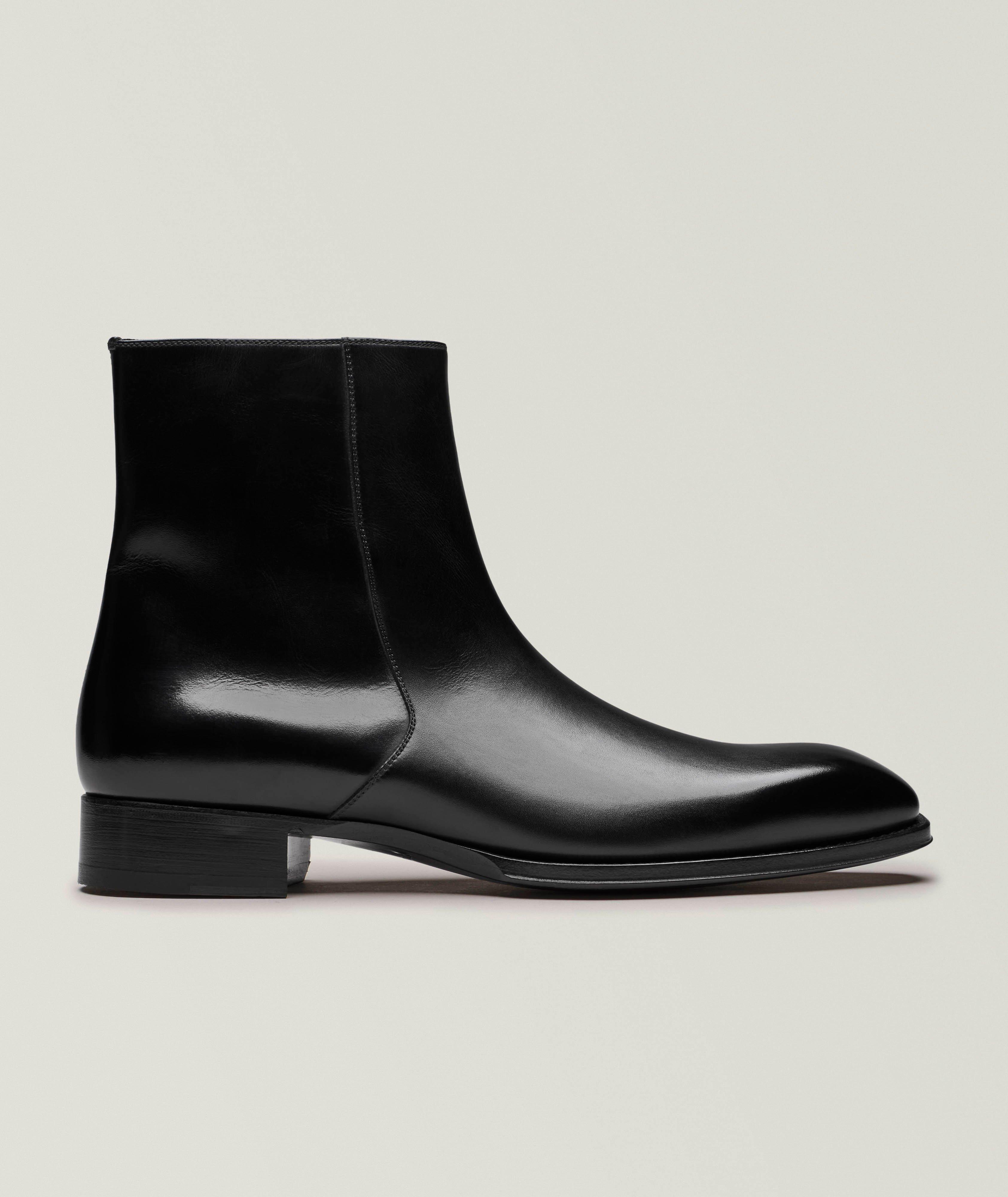 TOM FORD Elkan Burnished Leather Ankle Boots