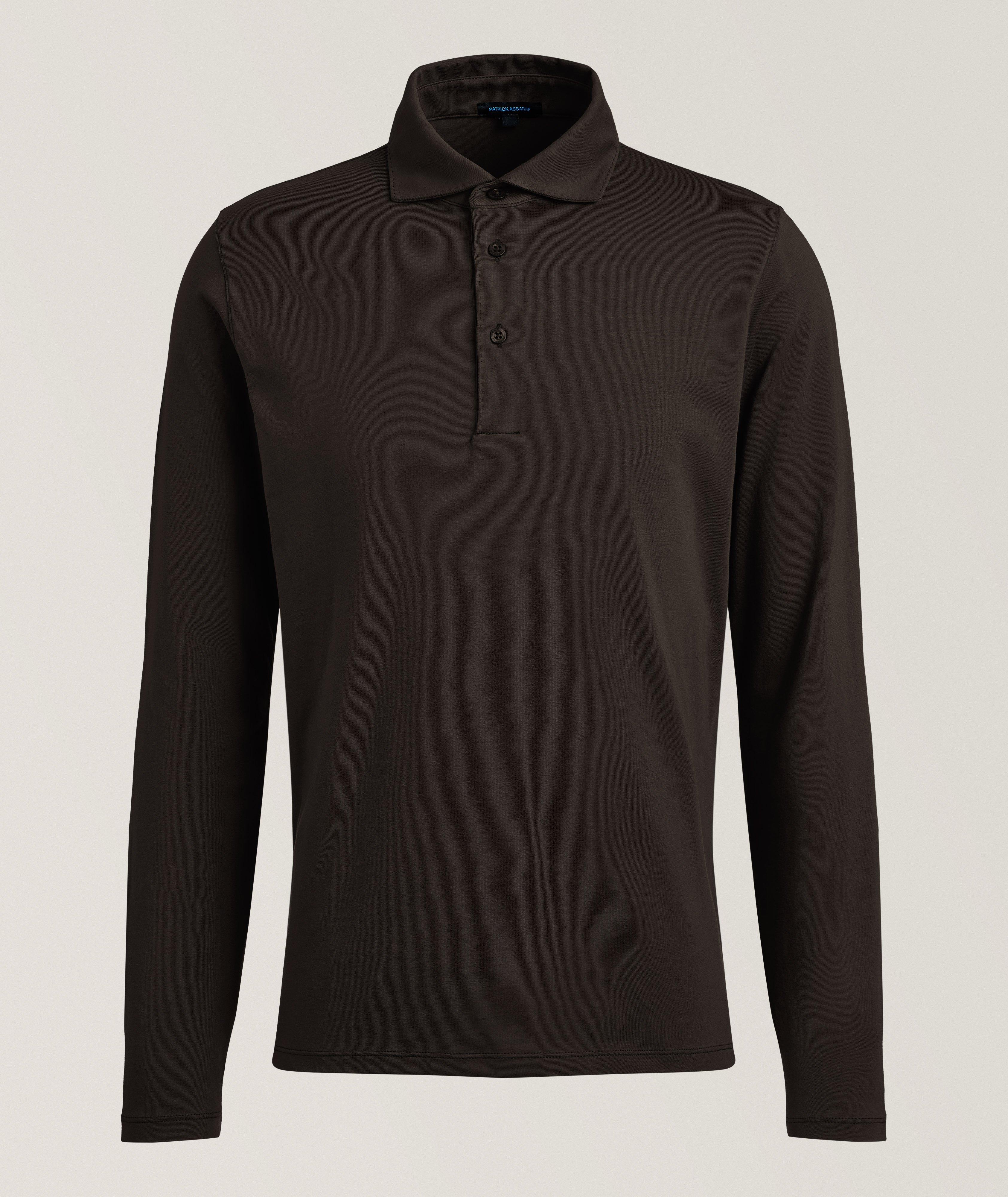 Patrick Assaraf Long-Sleeve Stretch-Pima Cotton Polo