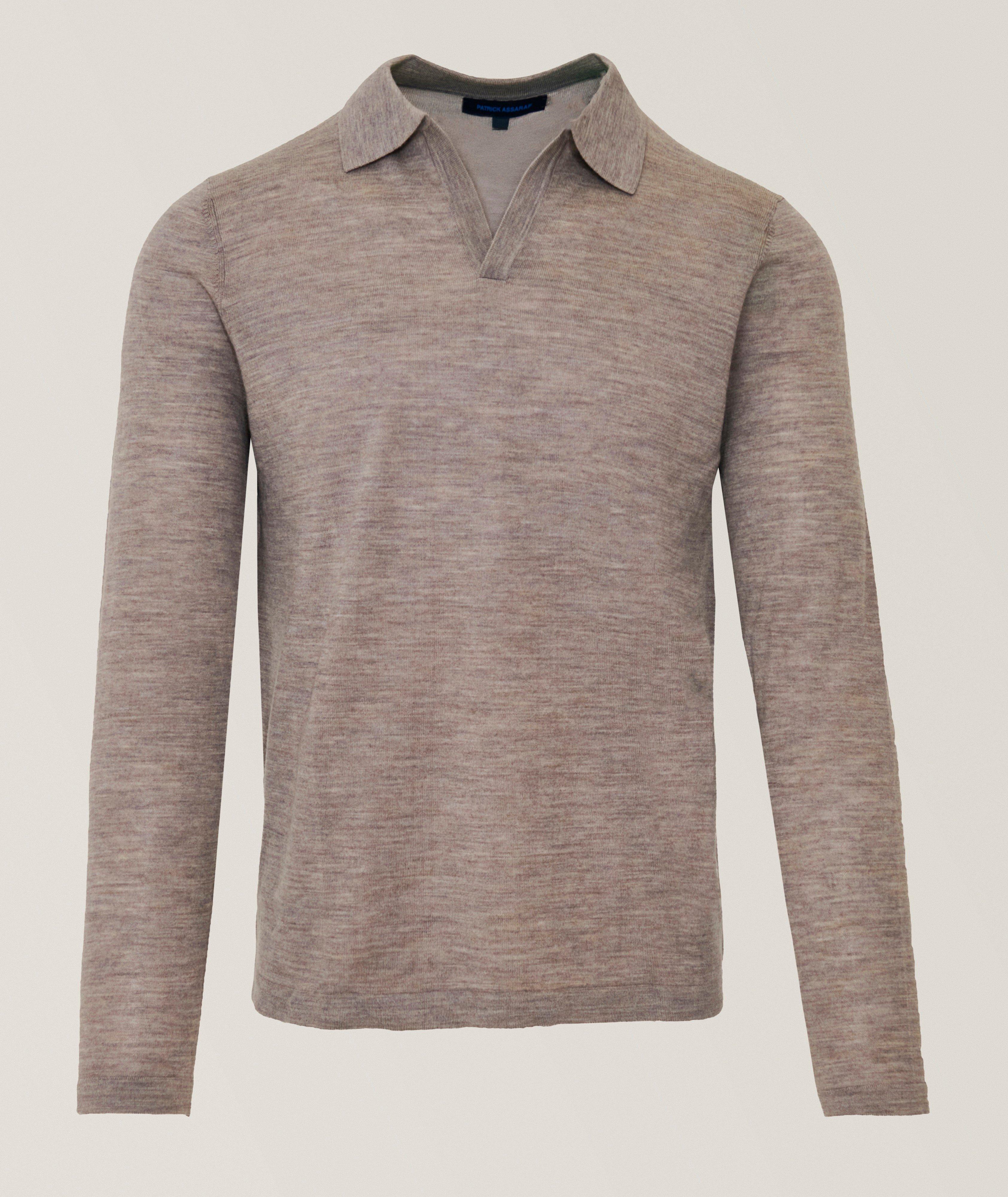 Patrick Assaraf Extrafine Merino Wool Johnny Collar Polo