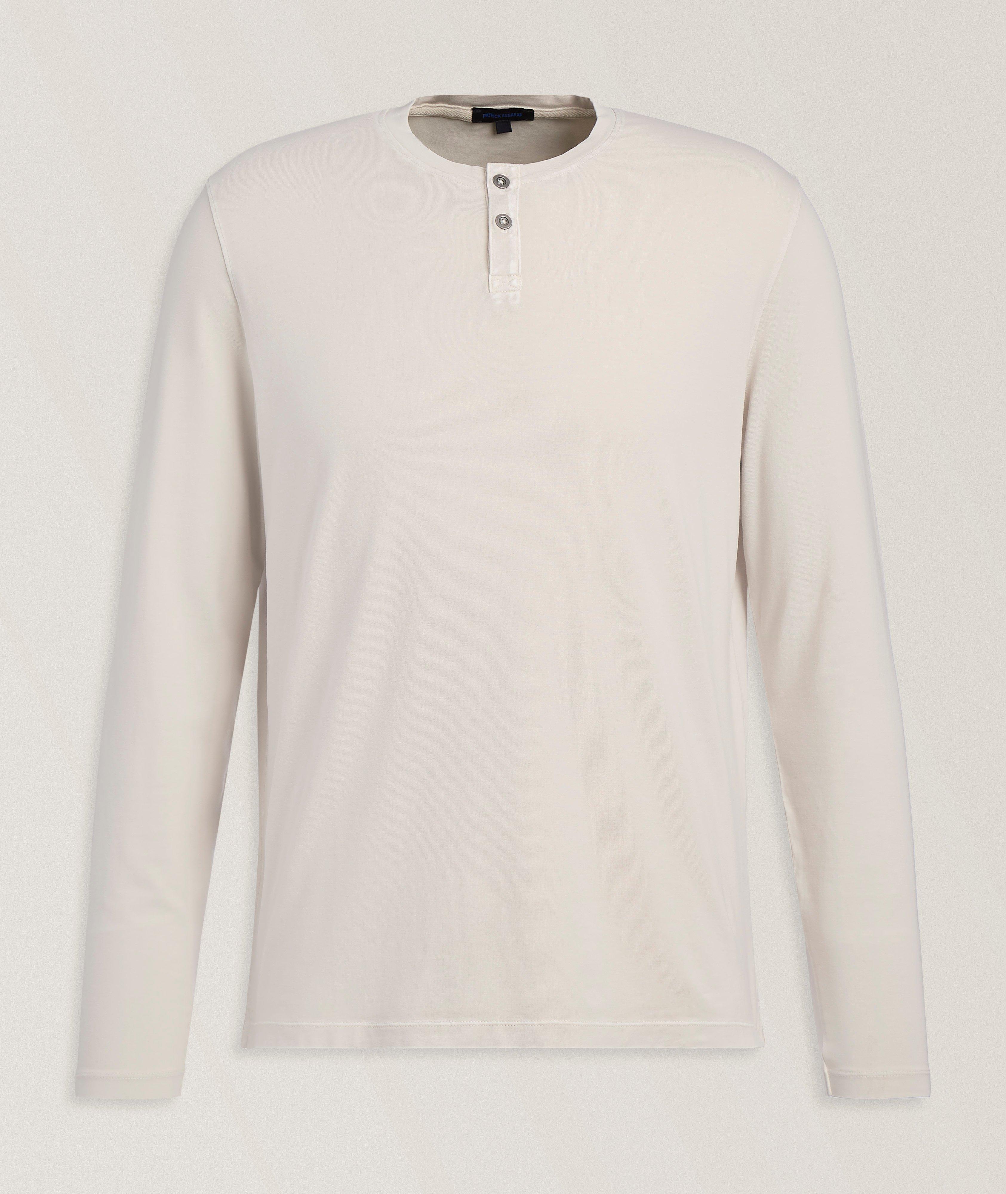 Patrick Assaraf Vintage Wash Stretch-Pima Cotton Henley