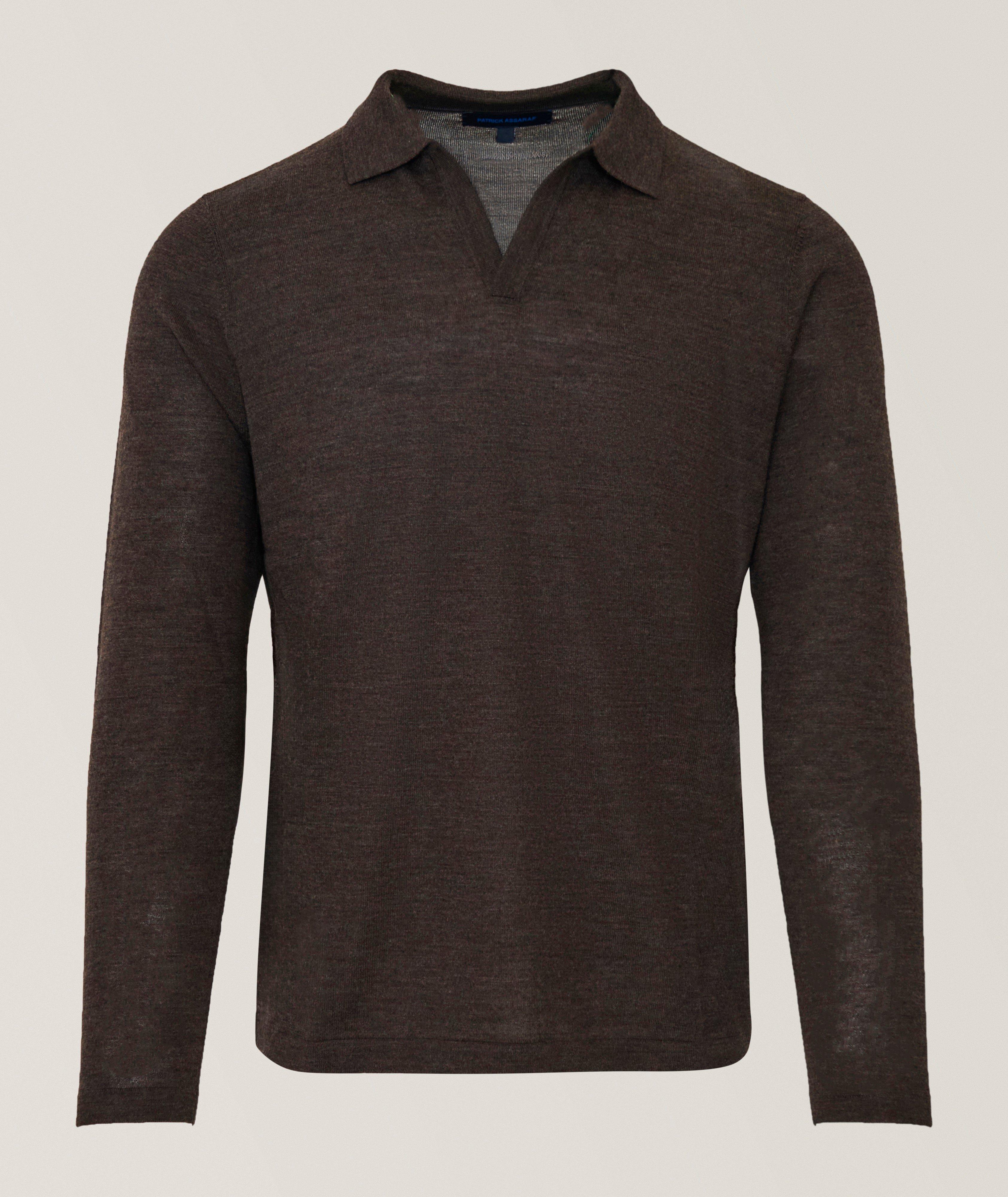 Patrick Assaraf Extrafine Merino Wool Johnny Collar Polo